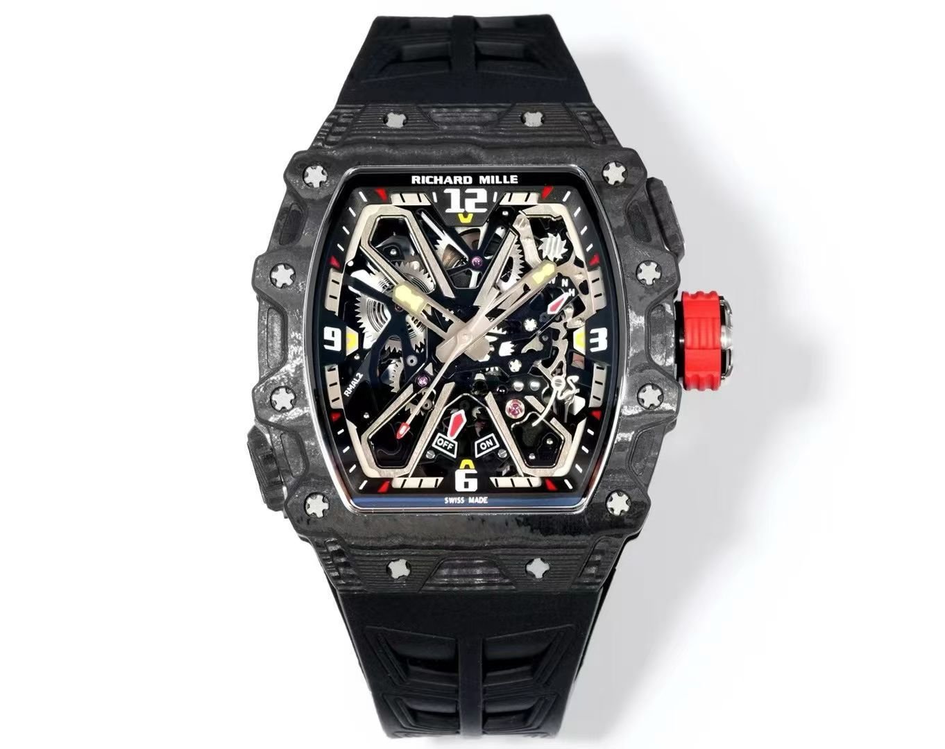 Richard Mille RM35-03 Automatic Skeleton Watch Quartz Carbon NTPT Carbon TPT Fiber Case 13.5MM Integrated Movement Premium Edition RM35-03-QCF-AUT-35