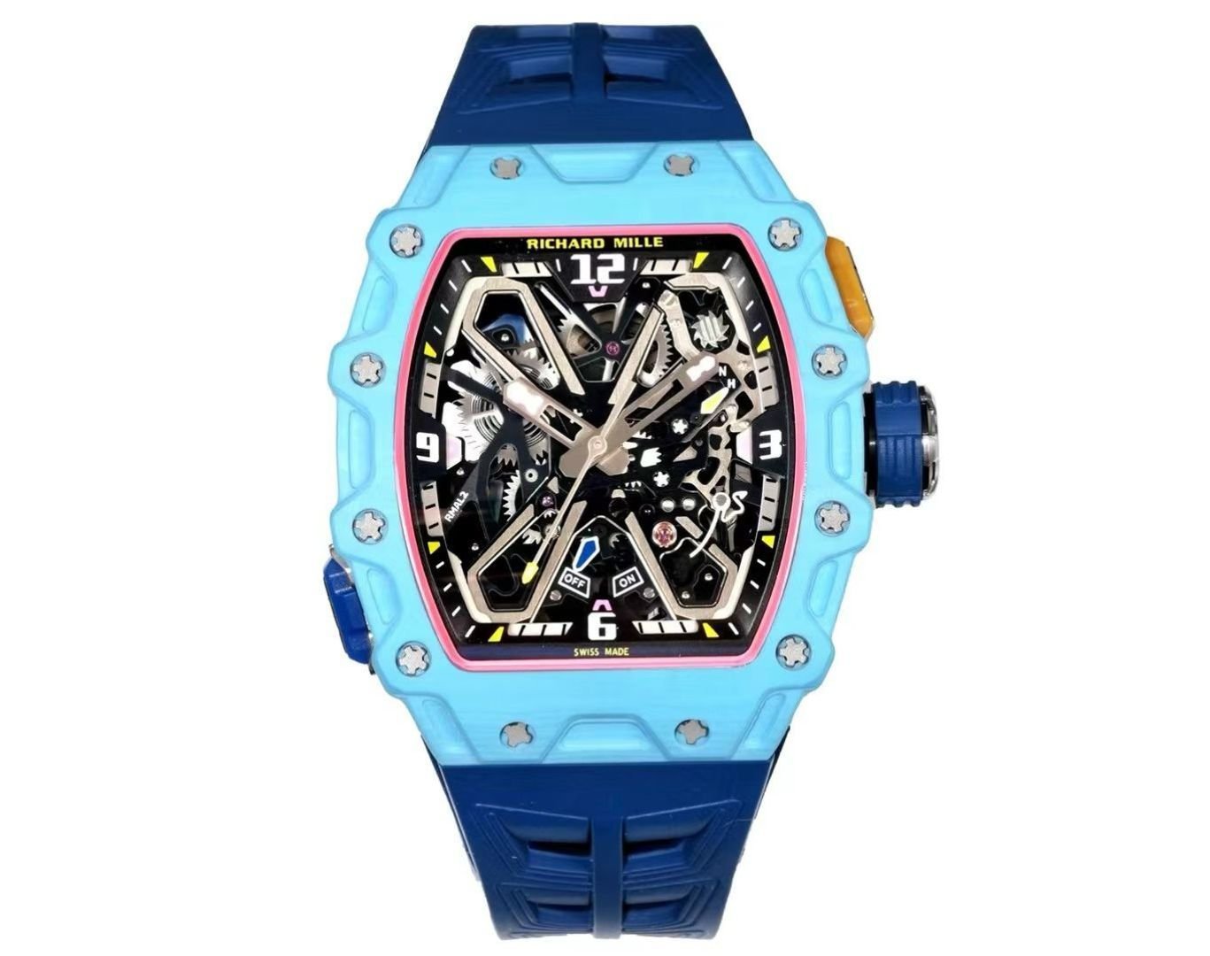 Richard Mille RM35-03 Automatic Skeleton Watch Carbon NTPT Fiber Case 13.5MM Ultra Thin Integrated Movement Sport Luxury Edition RM35-03-CNT-AUTO-LT