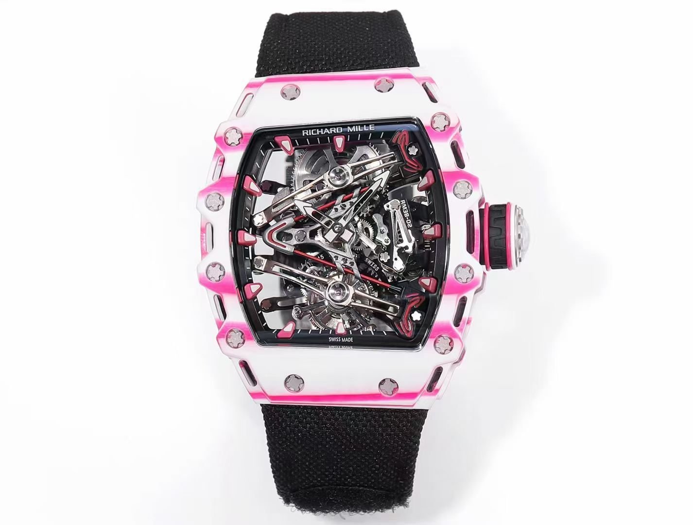 Richard Mille RM38-02 Tourbillon Bubba Watson Watch Quartz Carbon Fiber Skeleton Dial 10000G Shock Resistant Manual Winding Movement RM38-02-BW-QCF-T100