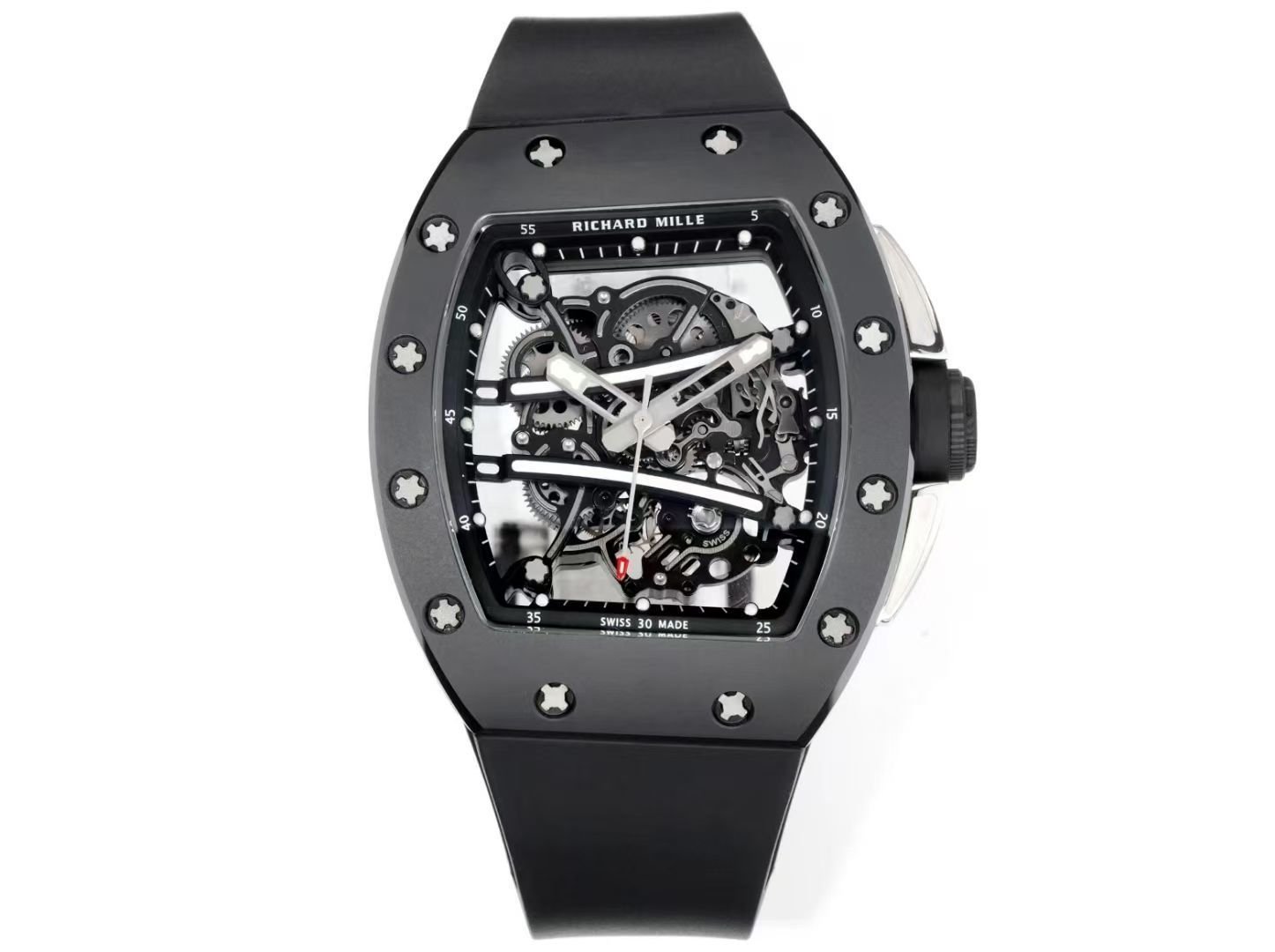 Richard Mille RM61-01 Watch TZP-N Zirconia Ceramic NTPT Carbon Fiber Case Skeleton Dial RMUL2 Manual Winding Movement 55H Power Reserve Sports Edition RM61-01-RC-NTPT-RMUL2