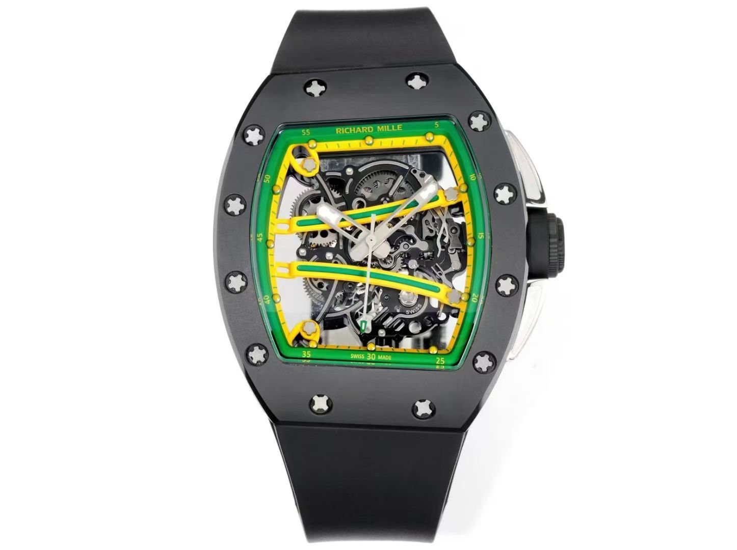 Richard Mille RM61-01 Watch TZP-N Zirconia Ceramic NTPT Carbon Fiber Case Skeleton Dial RMUL2 Manual Winding Movement 50.2MM Luxury Sports Edition RM61-01-TZP-CF-SK50