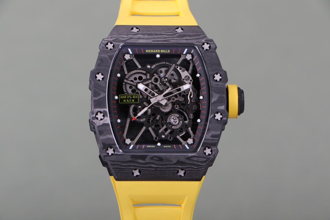 Richard Mille RM35-01 NTPT Carbon Fiber RMUL3 White Gemstone Balance Watch RM35-NTPT-WG-BAL3