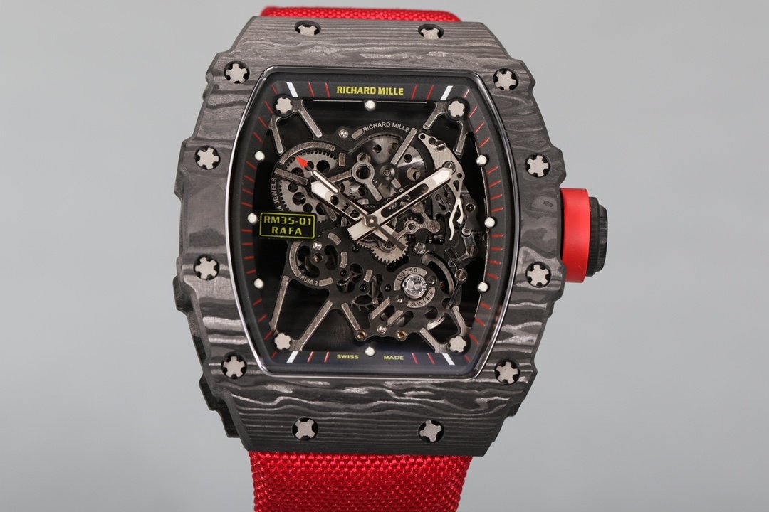 Richard Mille RM35-01 NTPT Carbon Fiber RMUL3 White Gemstone Balance Suspension Watch RM35-01-NTPT-WGS3