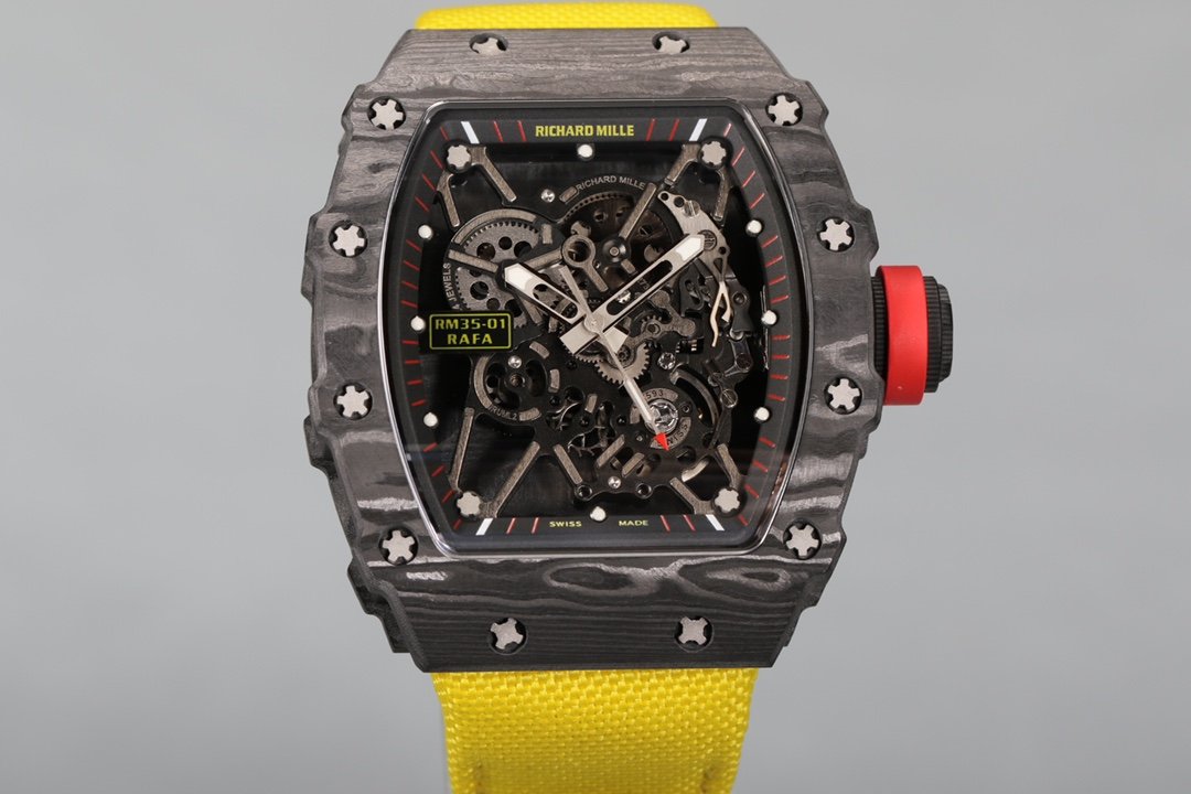 Richard Mille RM35-01 NTPT Carbon Fiber RMUL3 Yellow Strap Watch RM35-01-CF-YELLOW