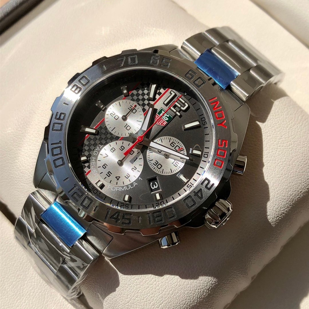 TAG Heuer Formula 1 Indy 500 Special Edition Quartz Chronograph Watch 43MM Stainless Steel Bracelet Sapphire Crystal Premium Edition TAG-F1-INDY500-SS-43