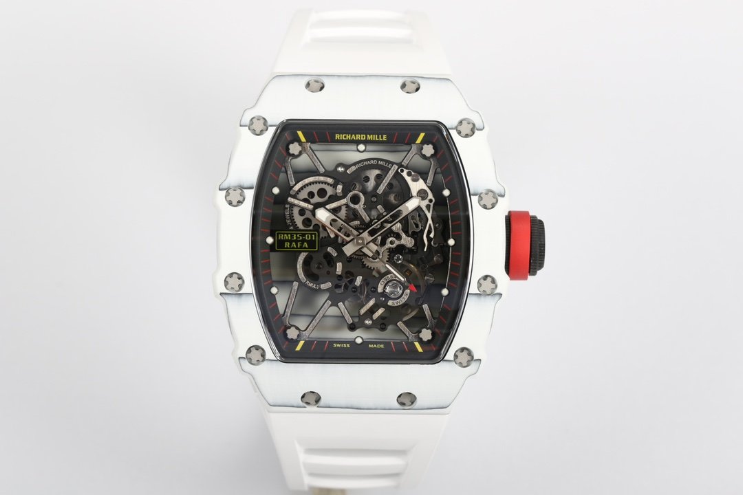 Richard Mille RM35-01 NTPT Carbon Fiber RMUL3 White Gemstone Balance Watch RM35-01-CARBON-WHITE