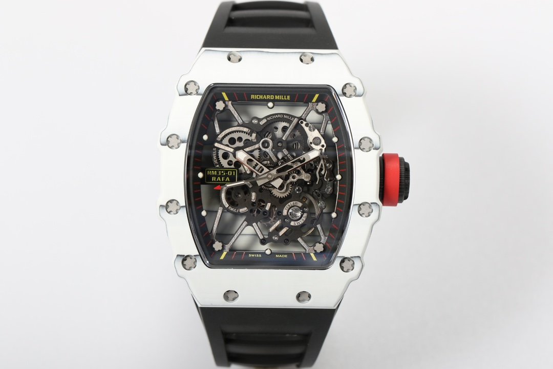 Richard Mille RM35-01 NTPT Carbon Fiber RMUL3 White Gemstone Skeleton Watch RM35-01-CF-RMUL3-WG
