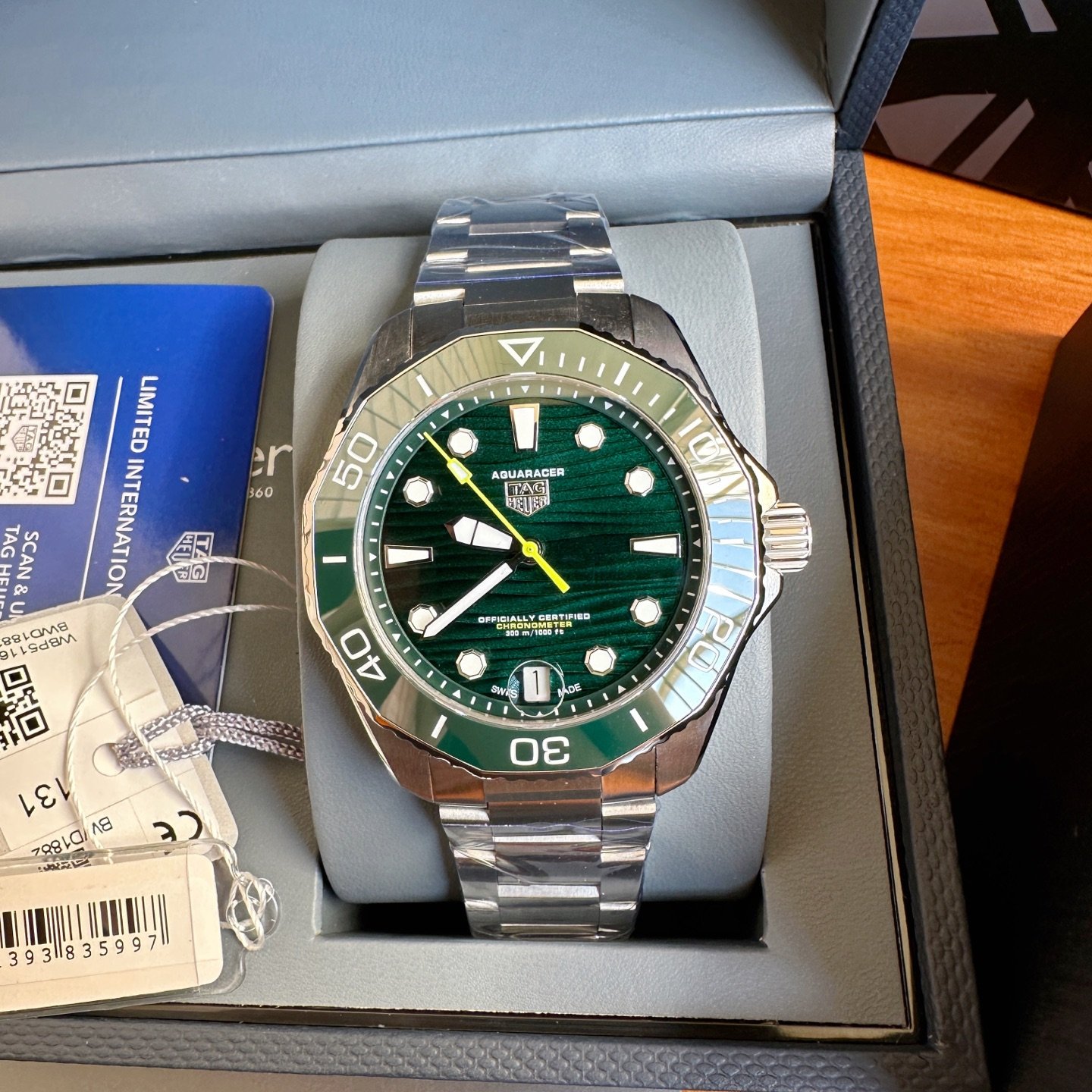 TAG Heuer Aquaracer Automatic Watch 43MM Blue Wave Dial Ceramic Bezel Stainless Steel Bracelet Premium Edition TAG-AQUA-WAVE-BLU-43