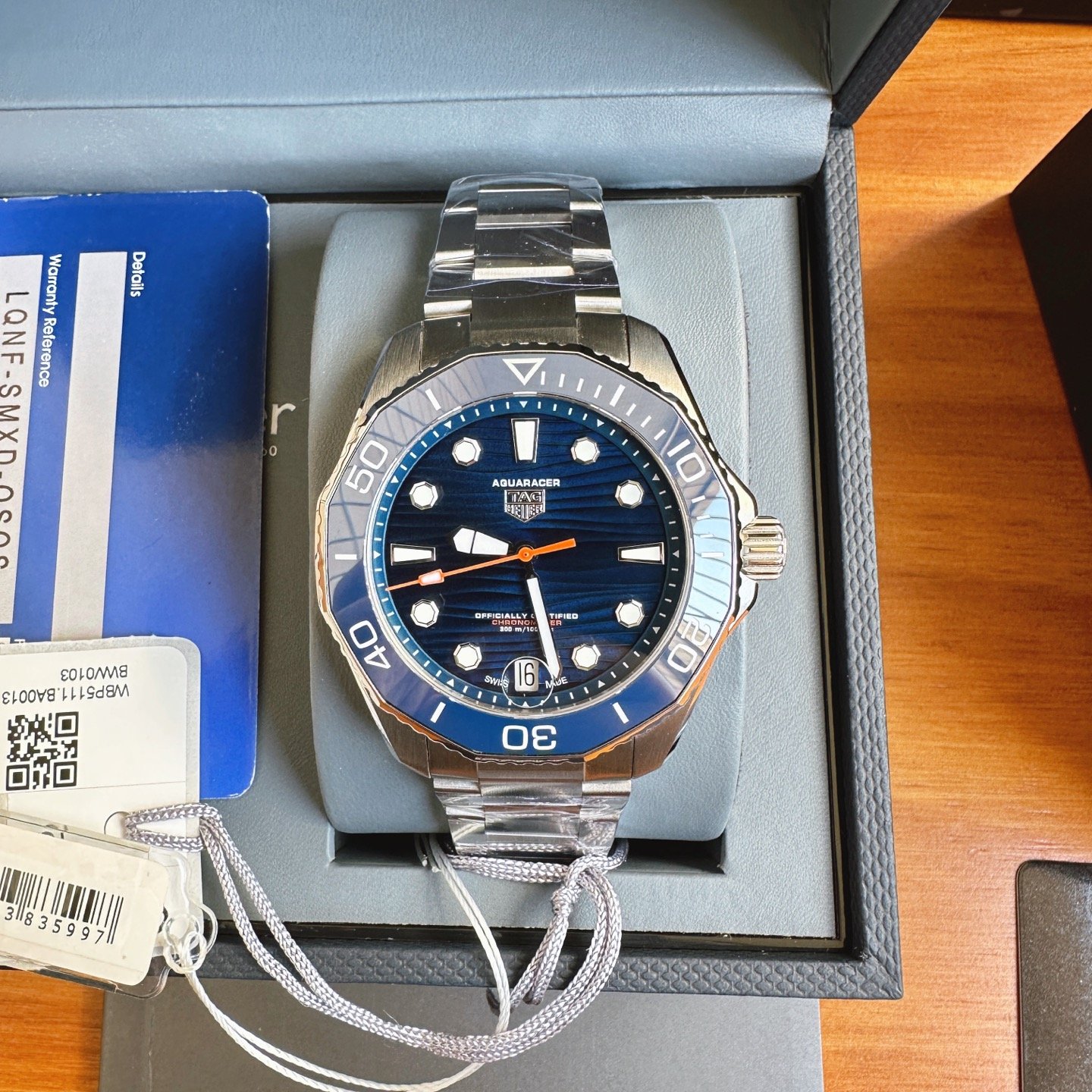 TAG Heuer Aquaracer Automatic Watch 43MM Black Wave Dial Ceramic Bezel Stainless Steel Bracelet Premium Edition TAG-AQUA-WAVE-BLK-43