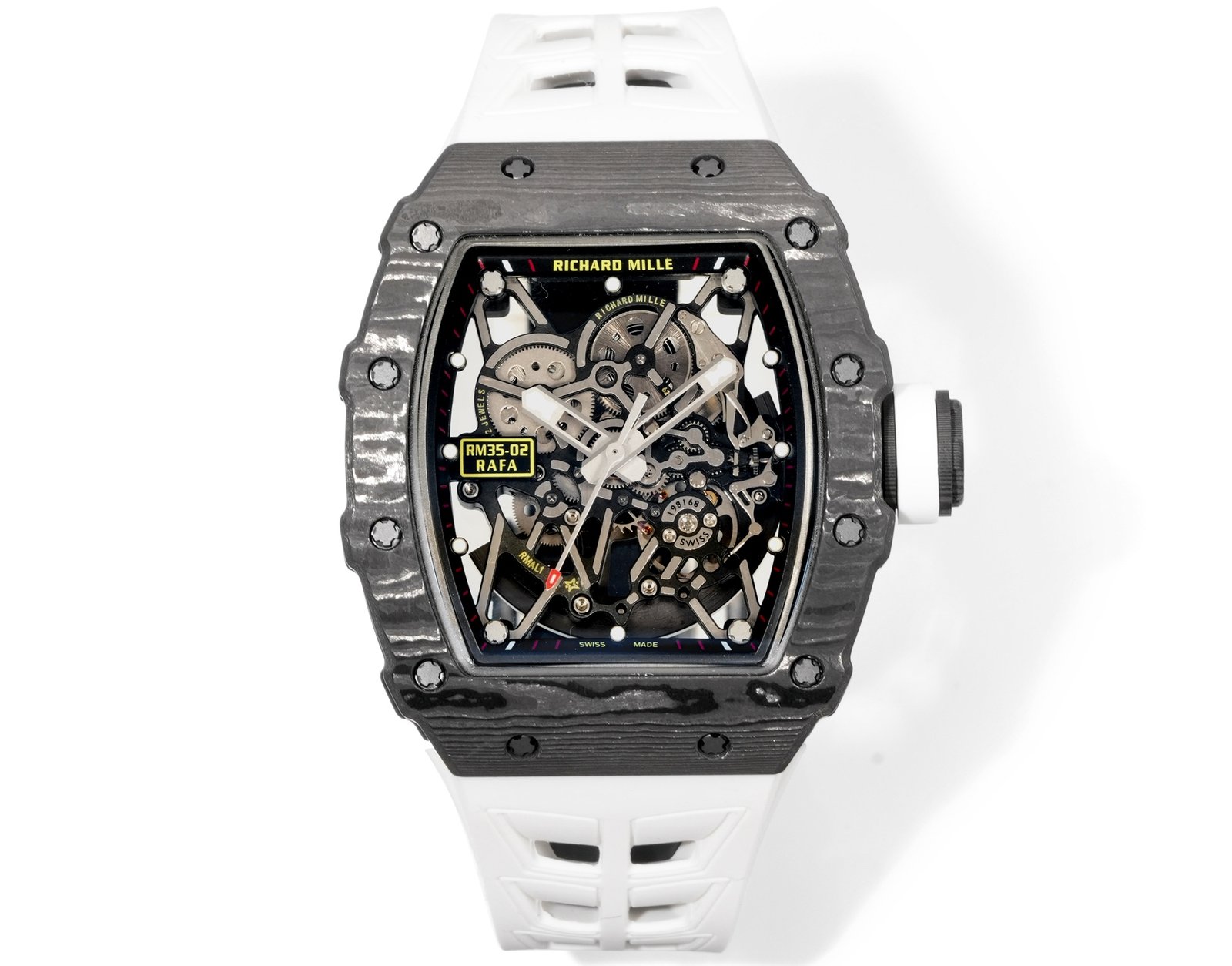 Richard Mille RM35-02 Rafael Nadal Automatic Skeleton Watch NTPT Carbon Fiber Black Red Dial RMAL1 Movement Premium Edition RM35-02-RN-NTP-BRD