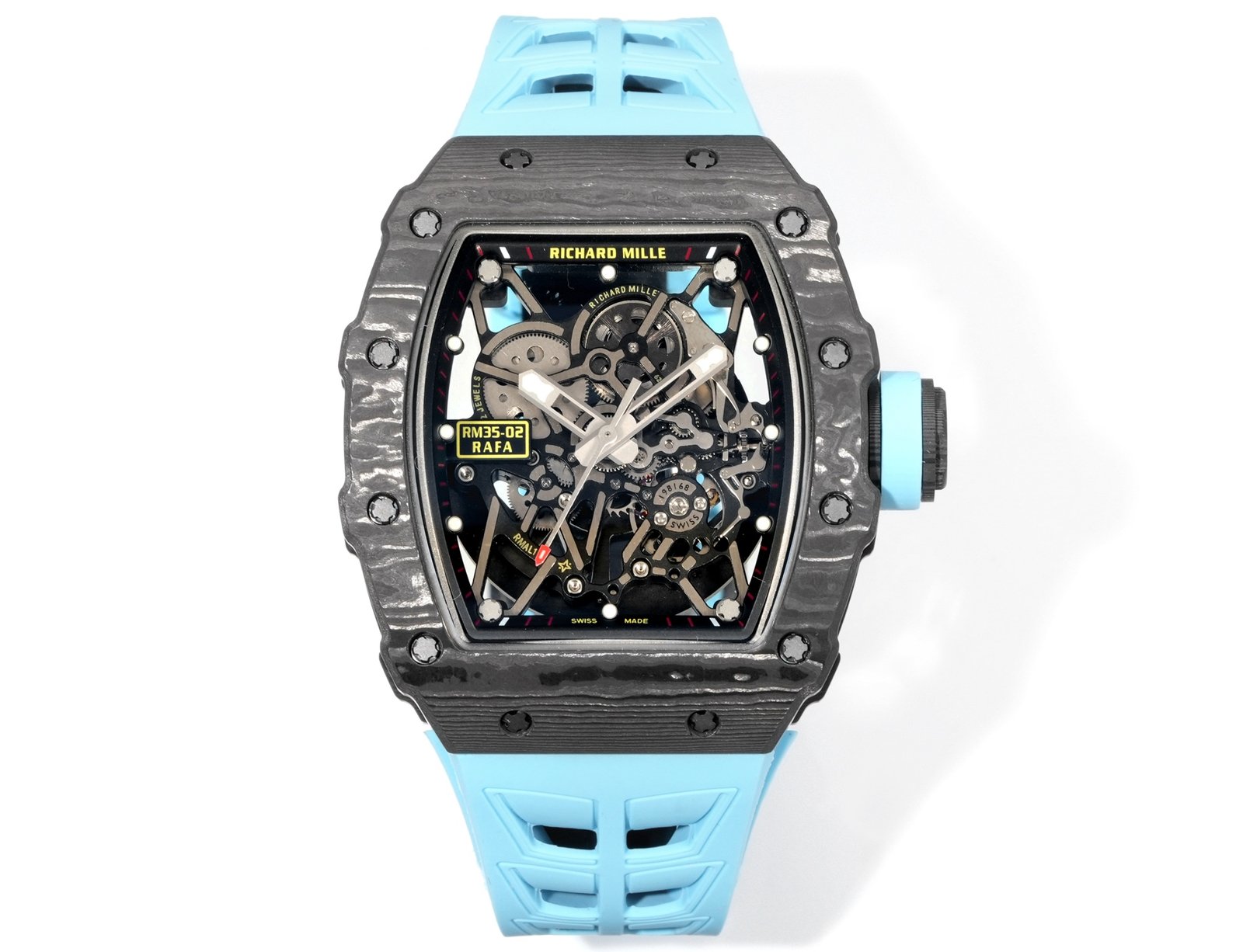 Richard Mille RM35-02 Rafael Nadal Automatic Skeleton Watch NTPT Carbon Fiber Black Red Dial RMAL1 Movement Titanium Structure Premium Edition RM35-02-RN-NT-BR72