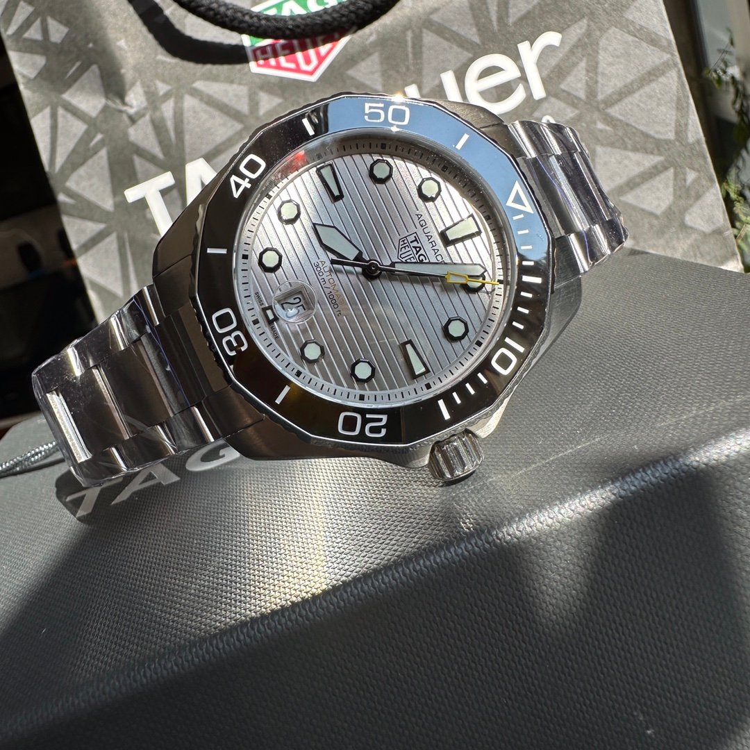 TAG Heuer Aquaracer Nightdiver Automatic Watch 43MM DLC Blue Dial Black Ceramic Bezel Premium Edition TAG-AQUA-ND-BLU-43