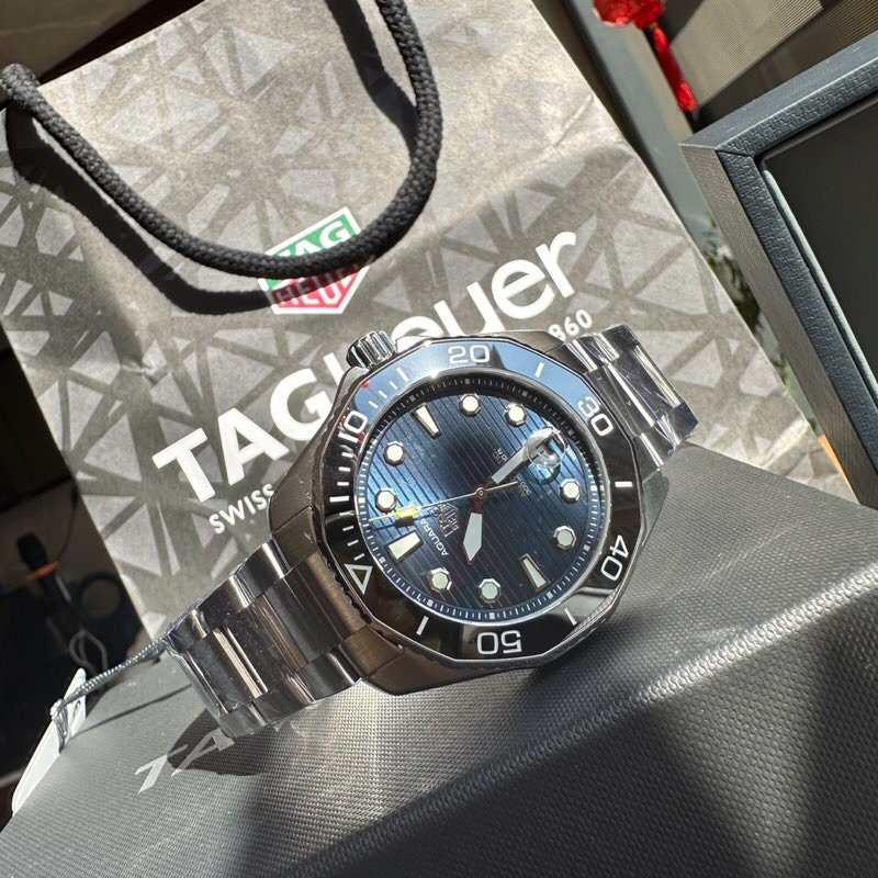 TAG Heuer Aquaracer Nightdiver Automatic Watch 43MM DLC Deep Blue Dial Black Ceramic Bezel Premium Edition TAG-AQUA-ND-DBLU-43