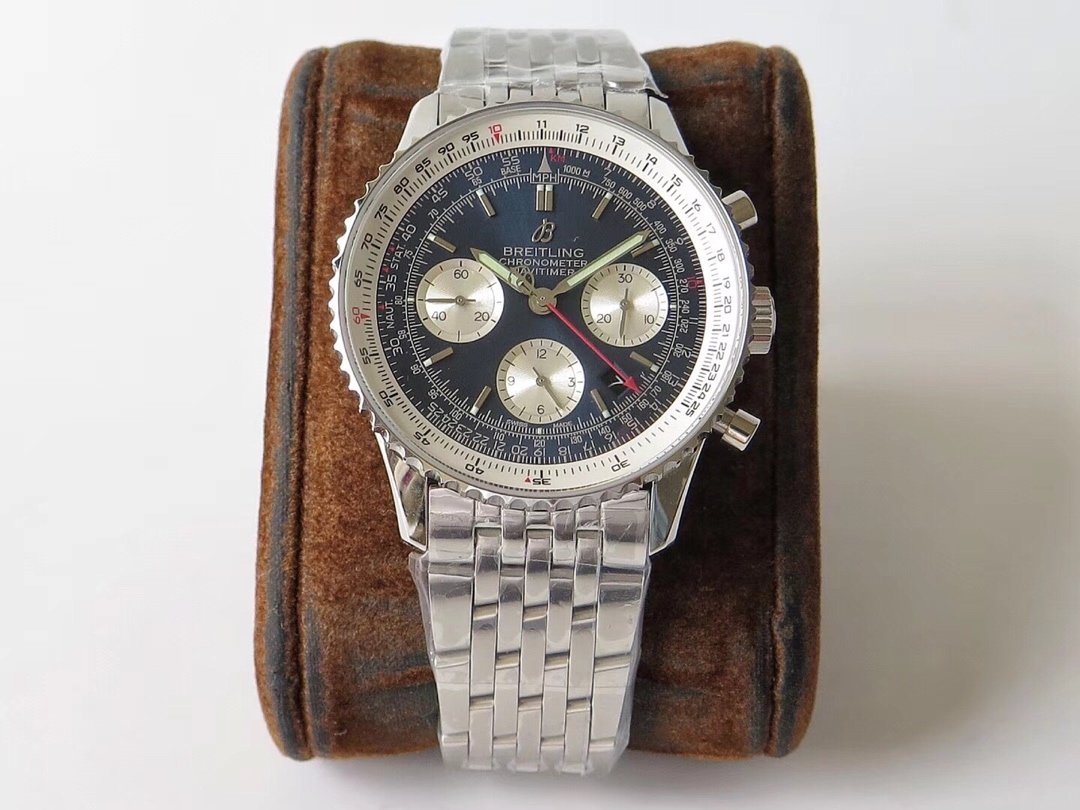 Another masterpiece of 2019- the Breitling Aviation Timing B01 chronograph watch, which has always been loved by pilots and aviation enthusiasts, has made a bold debut,
Perfectly synchronize all original functions!
The watch case measures 43mm x 15mm in size. AIF perfectly restores the bidirectional ratchet rotating bezel, with smooth and unobstructed operation feel, and synchronized functions with genuine products.
The 316L stainless steel case is polished 360 degrees without dead corners, with exquisite and delicate luster and texture, extraordinary elegance.
【 Movement 】 Adopting the stable and reliable Shanghai 7750 multifunctional chronograph movement, all functions are synchronized with the original equipment
[Strap] 316L stainless steel strap, each section of the strap is perfectly mirror polished and chamfered, with sharp luster and soft steel strap feel,
Wear it that fits snugly on the wrist, without pinching hair.