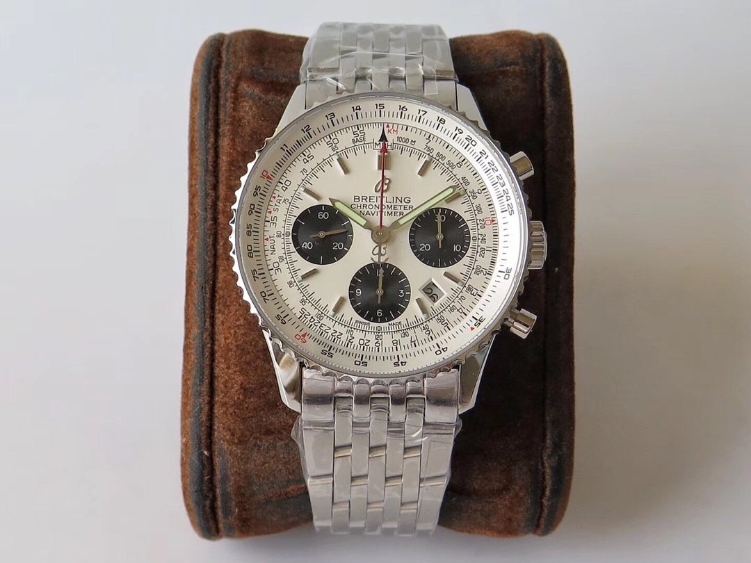 Breitling Aviation B01 Chronograph Watch 43MM Stainless Steel Case White Dial Stainless Steel Bracelet 7750 Movement BRE-AVI-430-WH-SS-7750