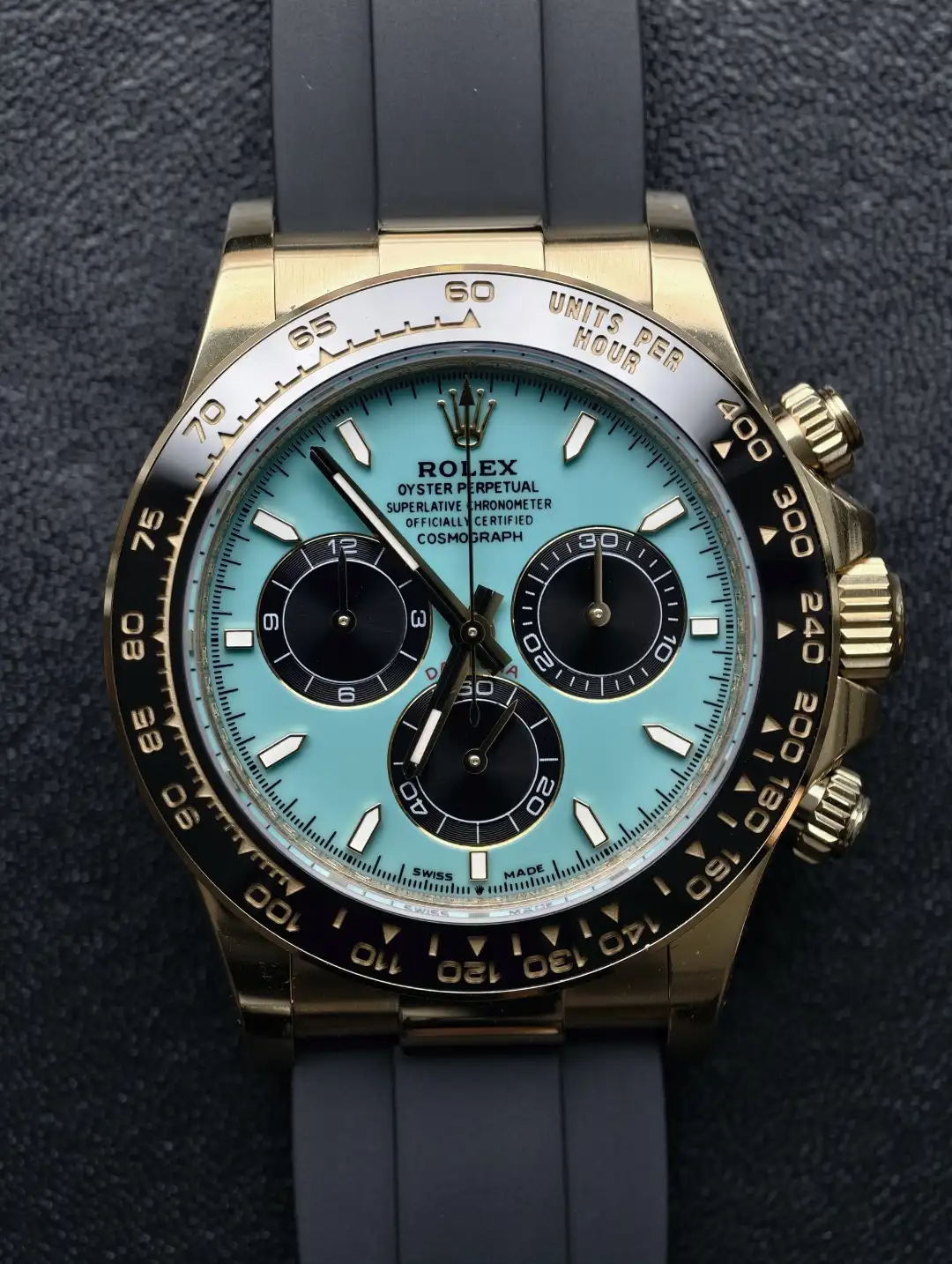 Rolex Daytona 18k Gold Plated Bezel Tiffany Blue Index Dial Oysterflex Bracelet 40mm 126518LN-0014