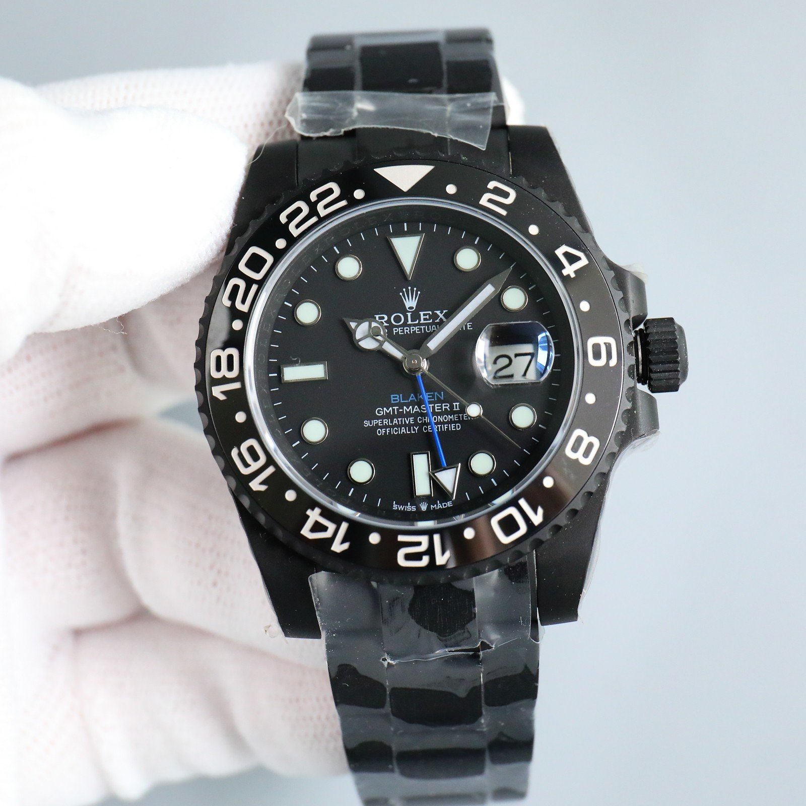 Rolex GMT-Master II Blaken Custom Black DLC Stainless Steel Black Dial