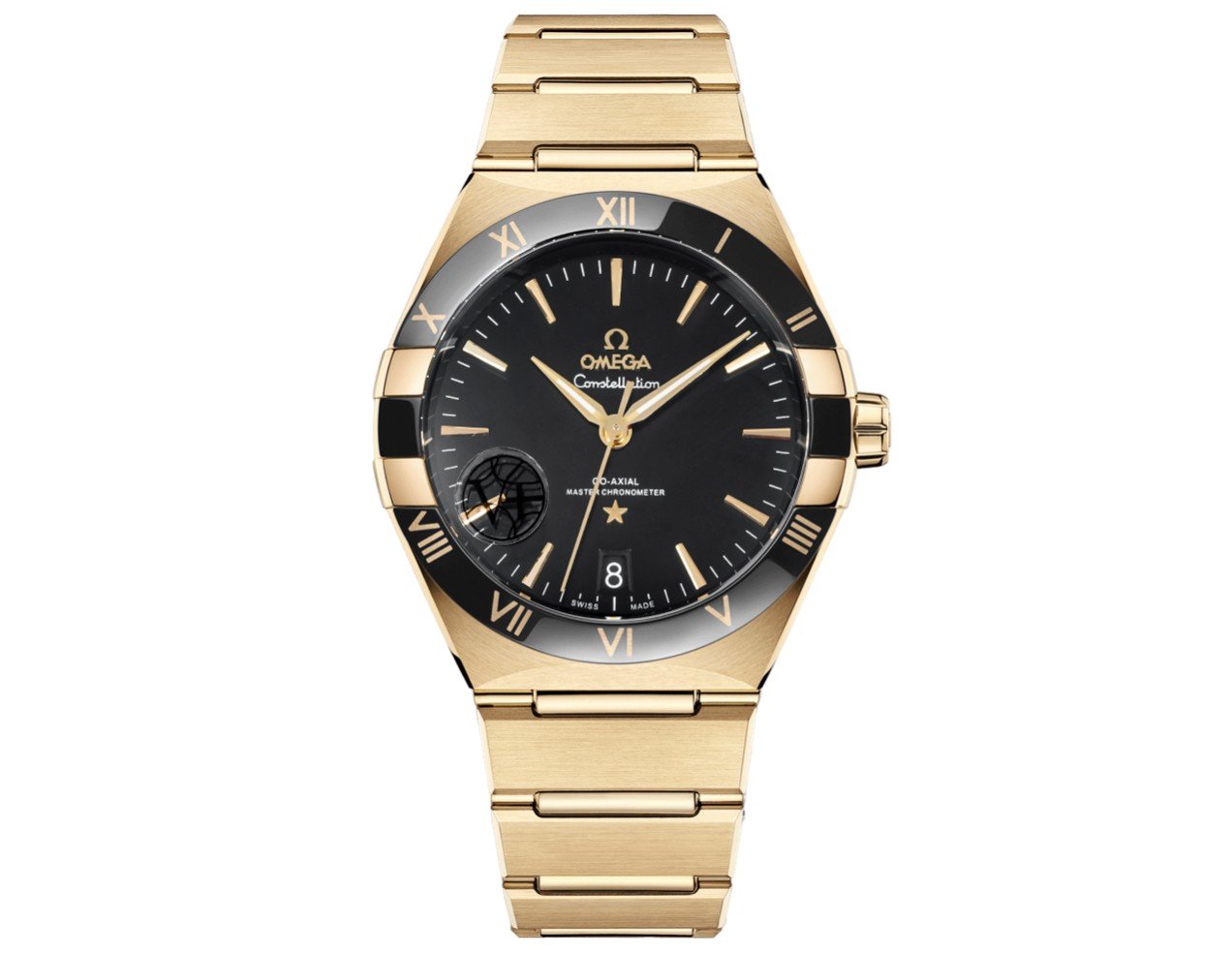 Omega Constellation Master Chronometer 8901 Black Sunburst Dial Yellow Gold Bracelet Ceramic Bezel 41mm OMEGA-CONST-MC-13163412101001-BLK41-YG