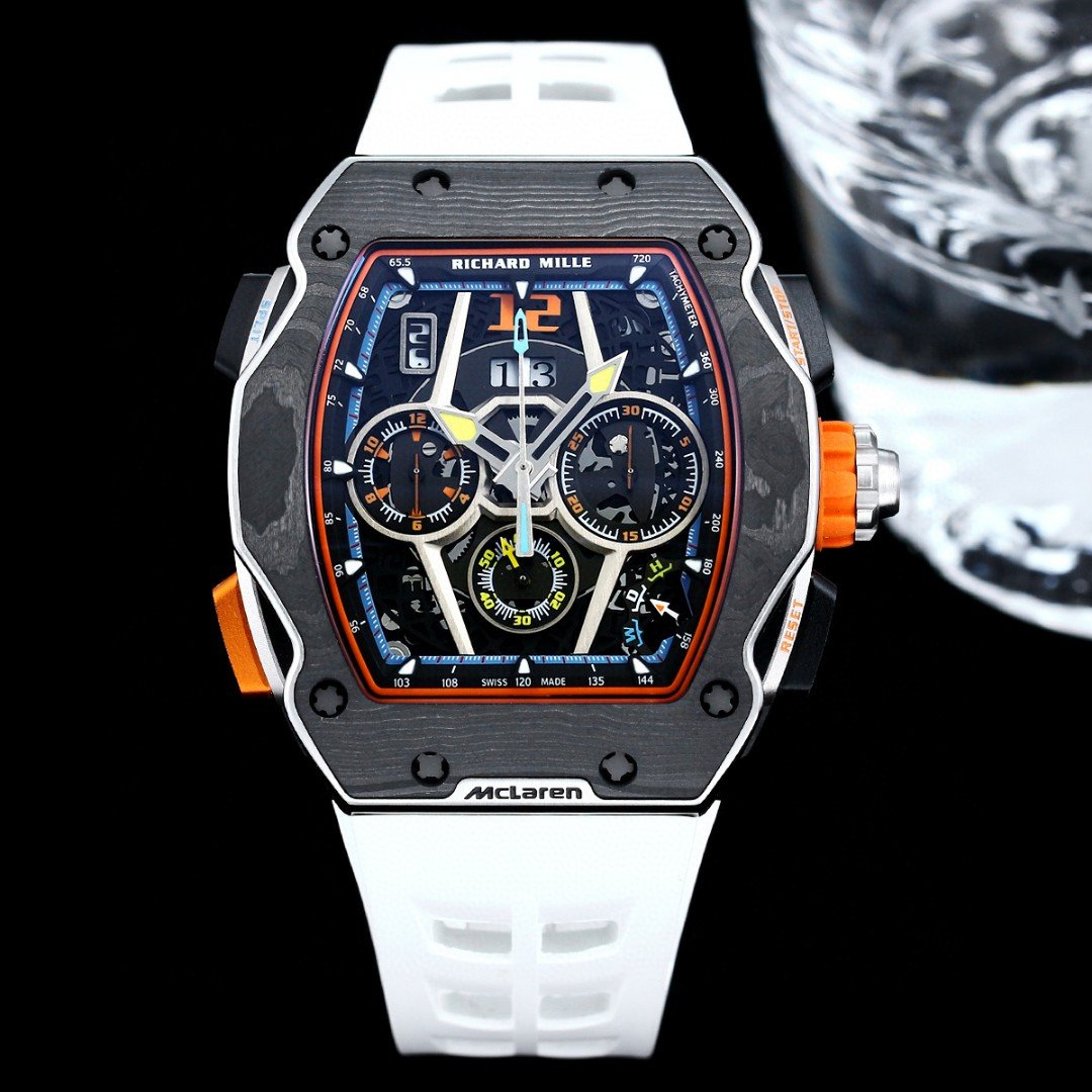Richard Mille RM 65-01 McLaren Automatic Split-Seconds Chronograph Skeleton Dial with White Strap Ref. RM65-01