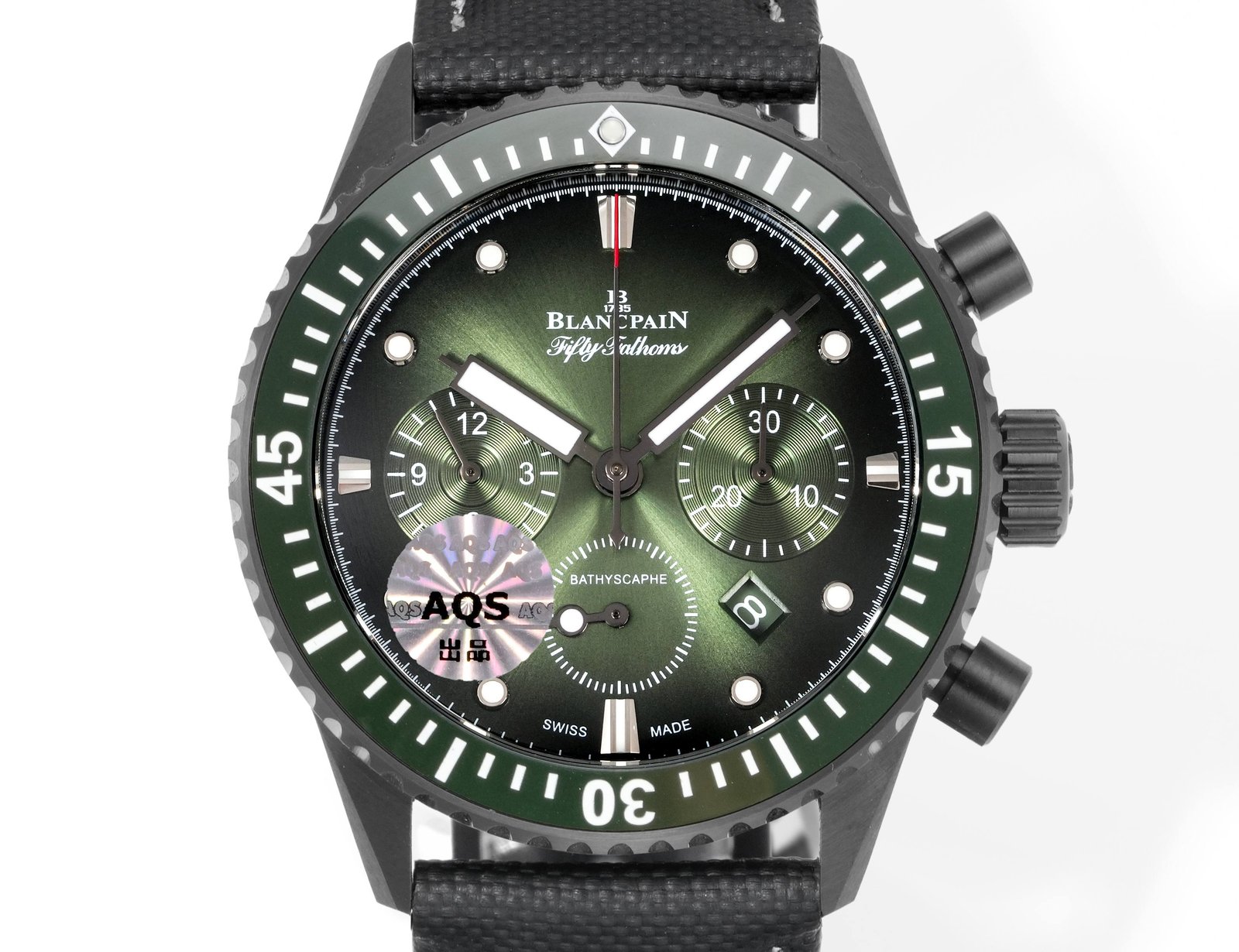 Blancpain Fifty Fathoms Bathyscaphe Black Ceramic Aurora Green Dial  43.6mm 5200-0153-B52A