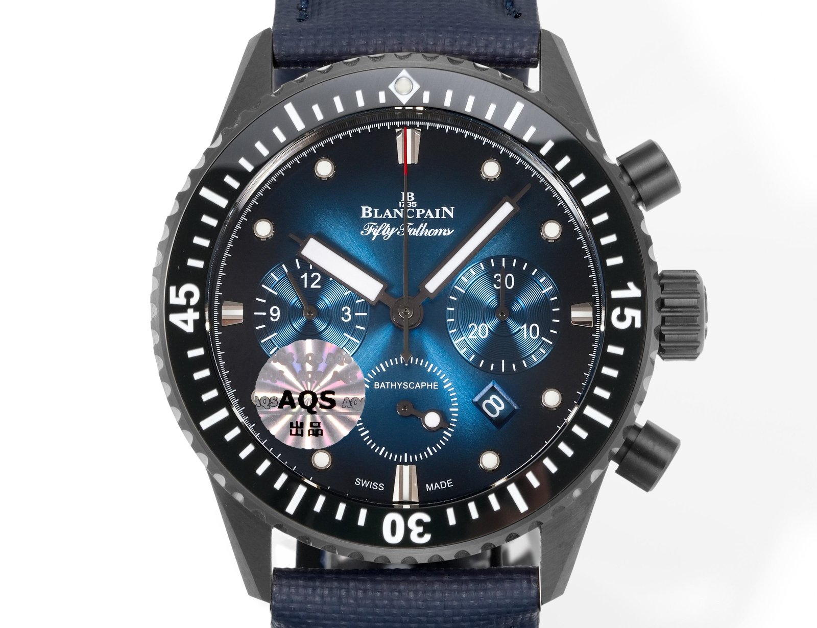 Blancpain Fifty Fathoms Bathyscaphe Flyback Chronograph Black Ceramic Blue Dial  43.6mm 5200-0140-B52A