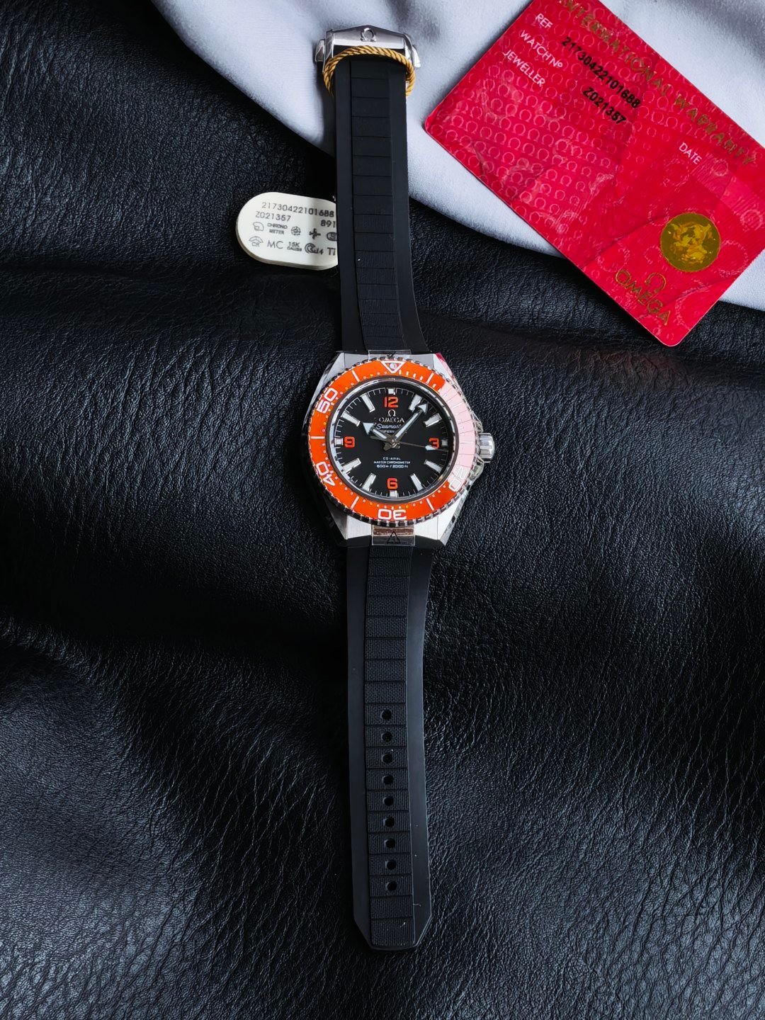 Omega Seamaster Planet Ocean Matte Black Dial with Orange Ceramic Bezel 42mm 217.32.42.21.01.003