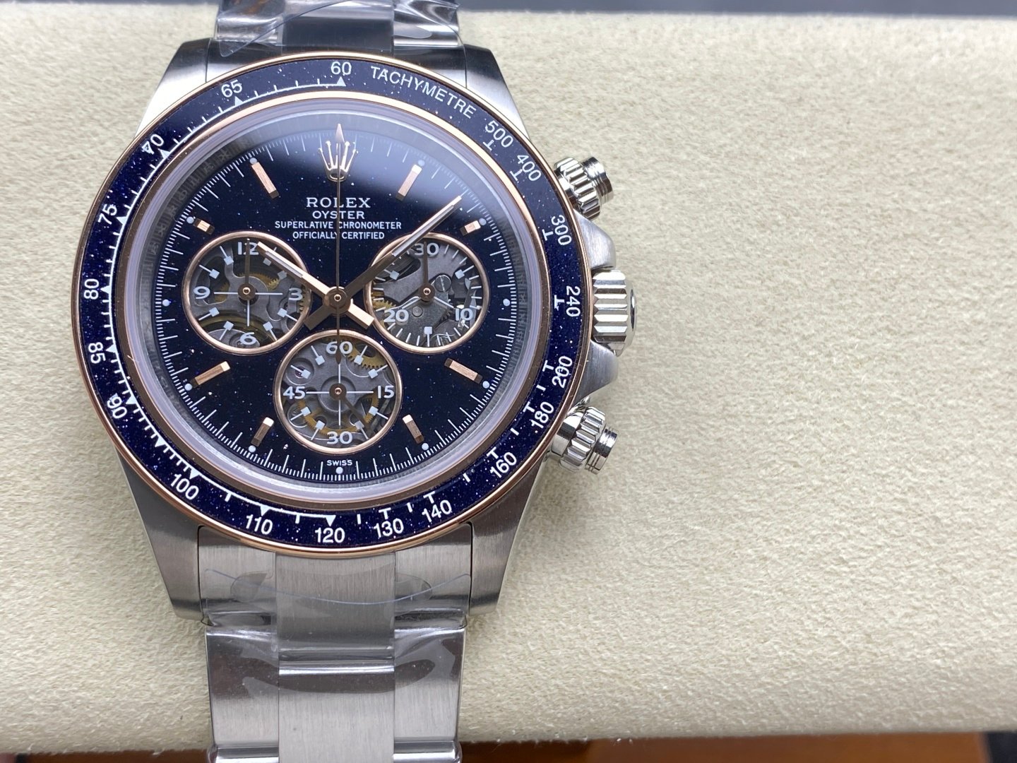 Rolex Cosmograph Daytona Custom Blue Sunray Skeleton Dial 40mm Ref. 116520