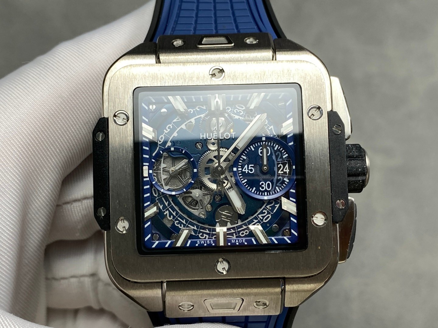 Hublot Square Bang Unico Titanium Blue Dial 42mm 821.NX.7170.RX