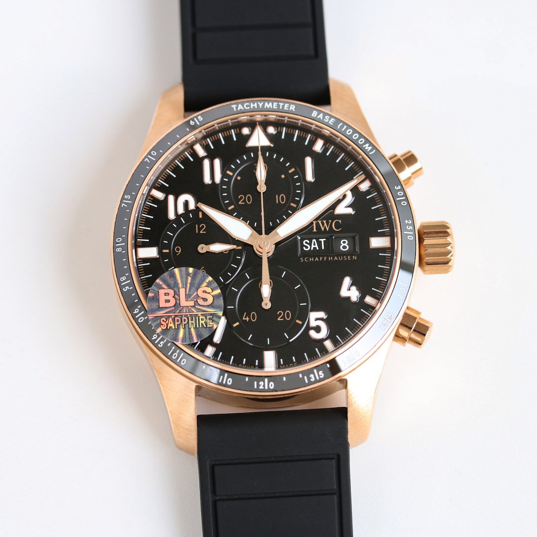 IWC Pilot R2 Chronograph 41mm Stainless Steel Black Dial Ceramic Tachymeter Automatic Men's Watch IWC-Pilot-R2-Chrono-41mm-SS-Black-Ceramic-Auto