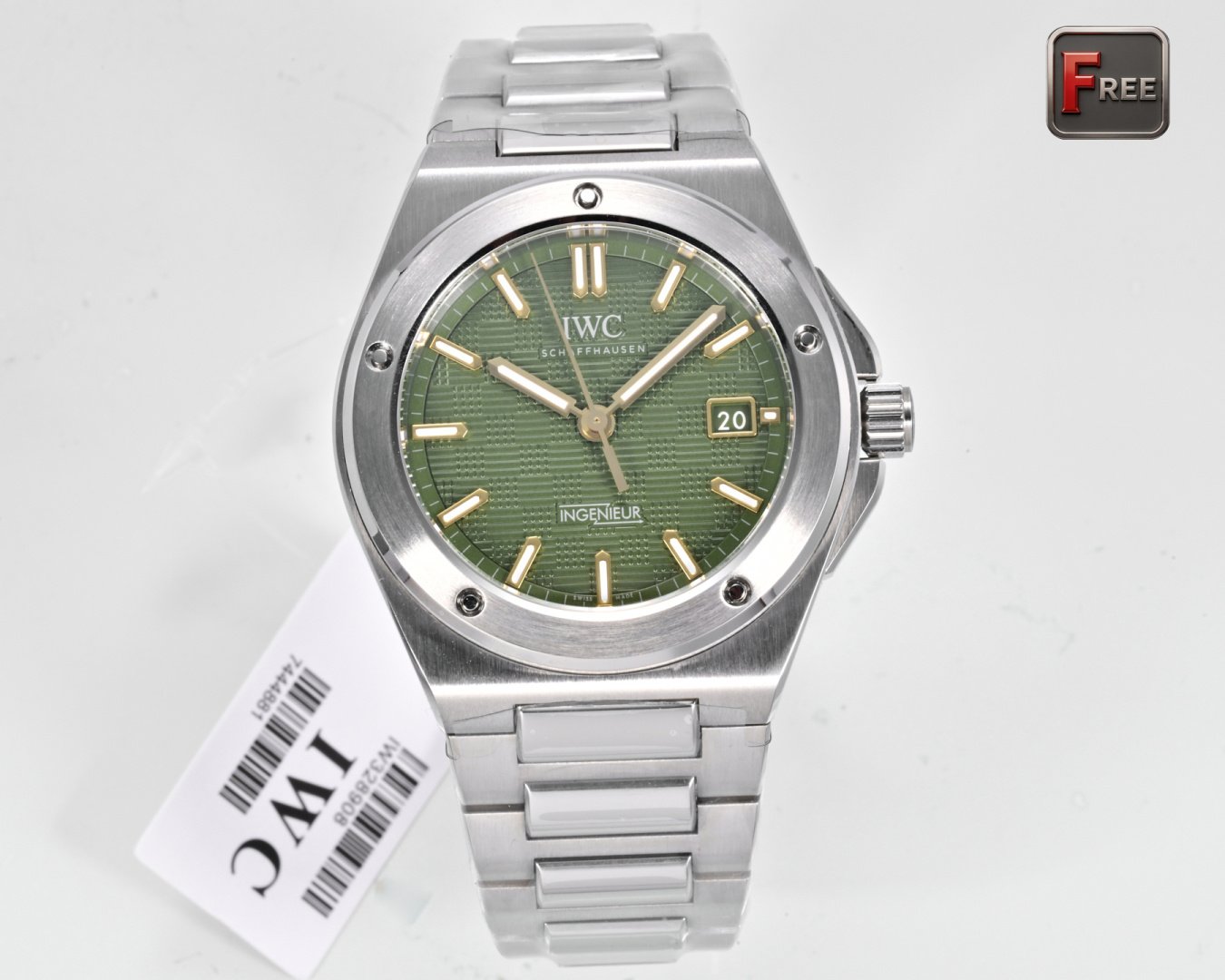 IWC Ingenieur Automatic  Mechanical Watch 40MM Stainless Steel Green Guilloche Dial Sapphire Crystal 32111 Movement IWC-ING-400-GR-SS-32111