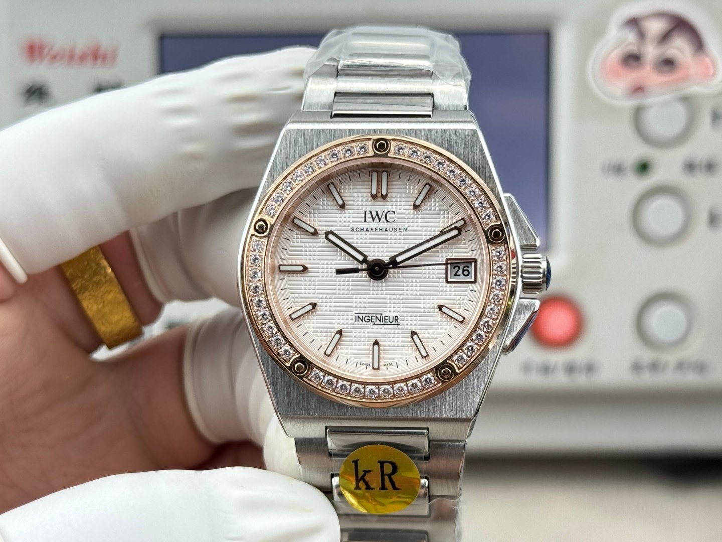 IWC Ingenieur Women's Automatic Diamond Bezel Watch 35.1MM Stainless Steel Case Bracelet White Dial Sapphire Crystal 9015 Modified Movement IWC-INGW-351-WH-SS-DM-9015