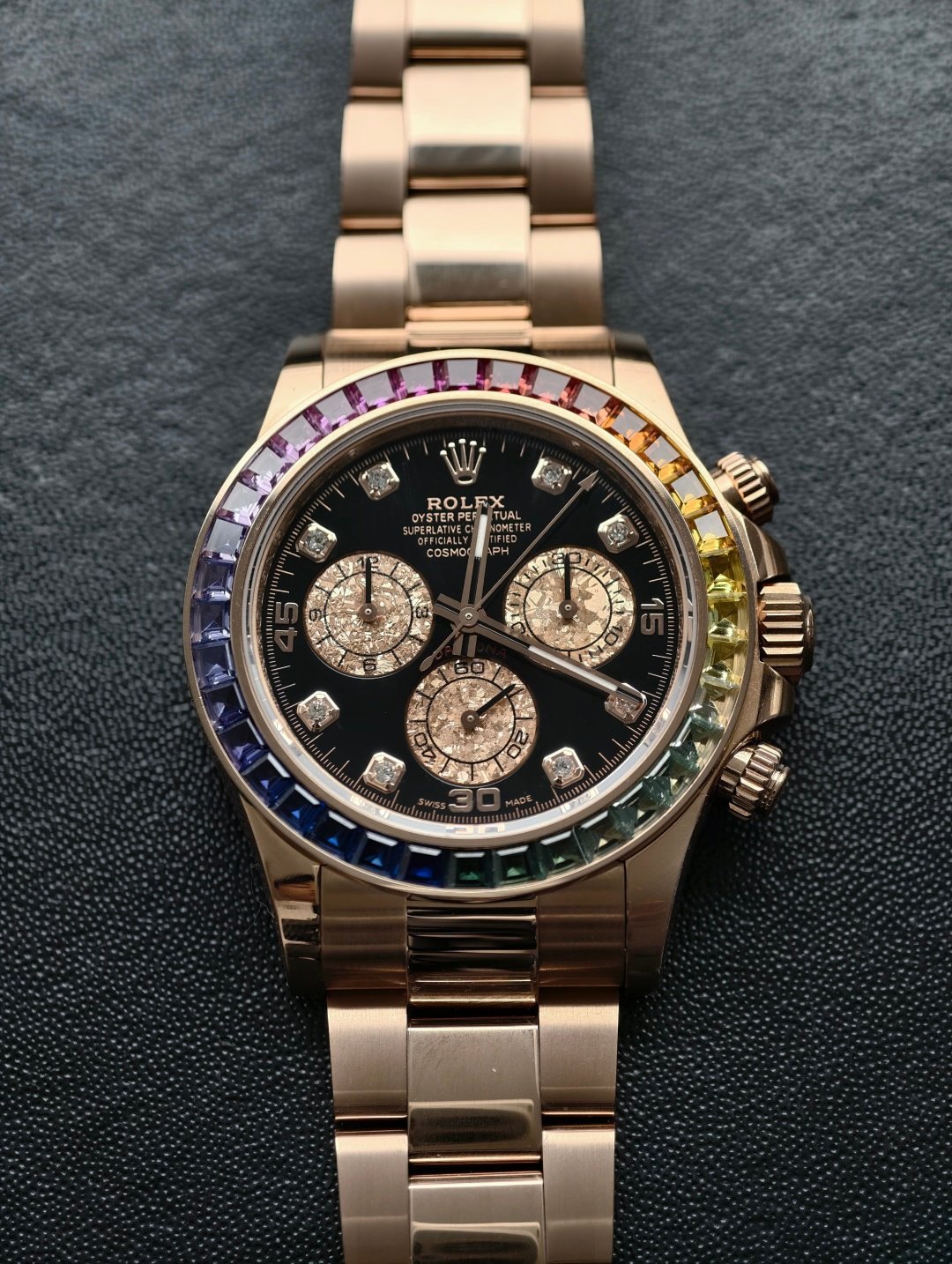 Rolex Daytona Everose Gold Cosmograph Rainbow Black Dial 40mm 116595RBOW-0001