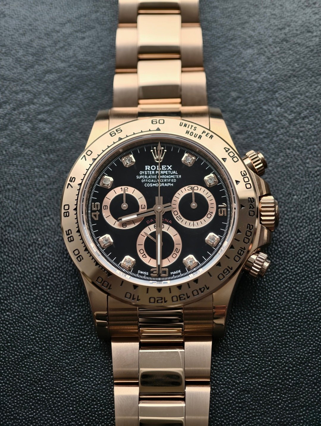 Rolex Daytona Yellow Gold Black Diamond Dial Oyster Bracelet 40mm 116508-0016
