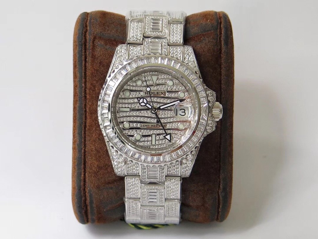 Rolex GMT-Master II Diamond Paved Zebra Dial with Diamond Bezel 40mm Ref. 116759SANR