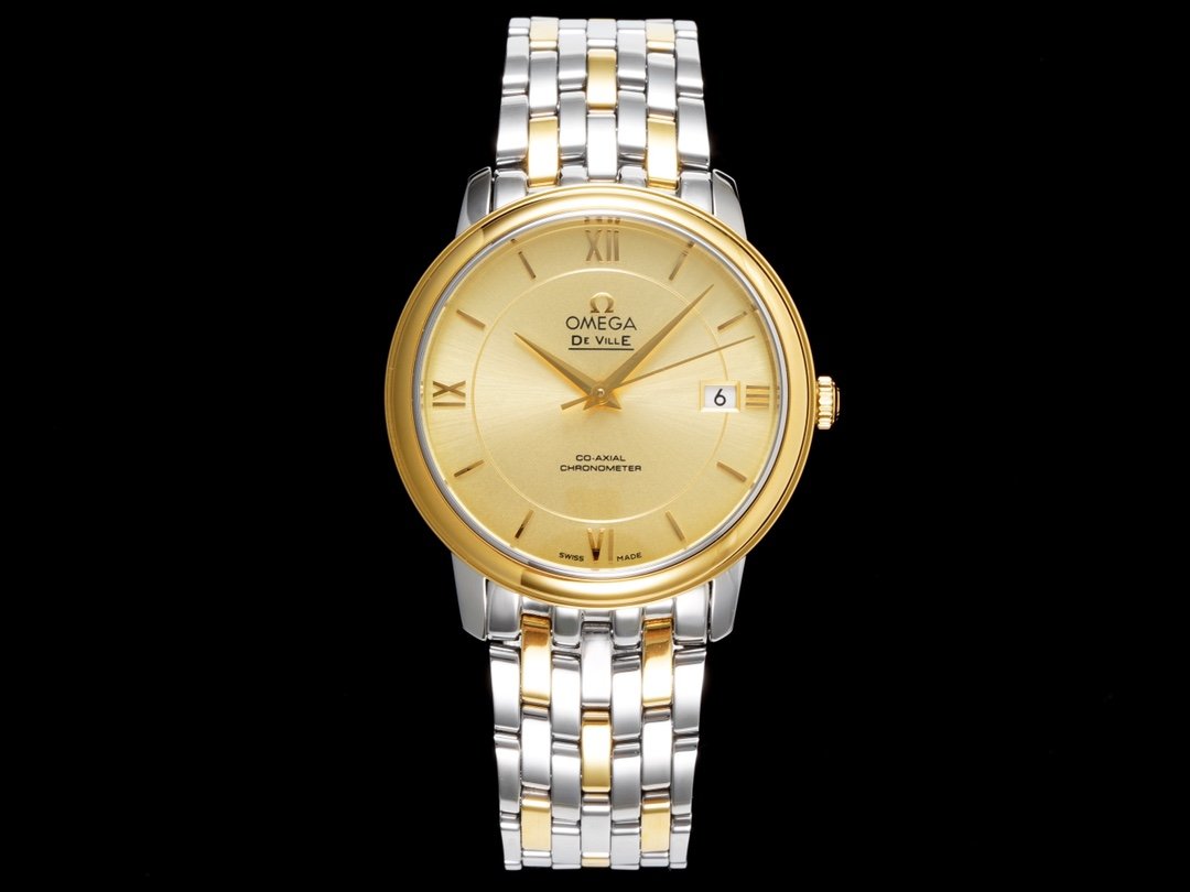 Omega De Ville Prestige Co-Axial 2500 Champagne Dial Yellow Gold Stainless Steel Two Tone Bracelet 36.5mm4374.11.00