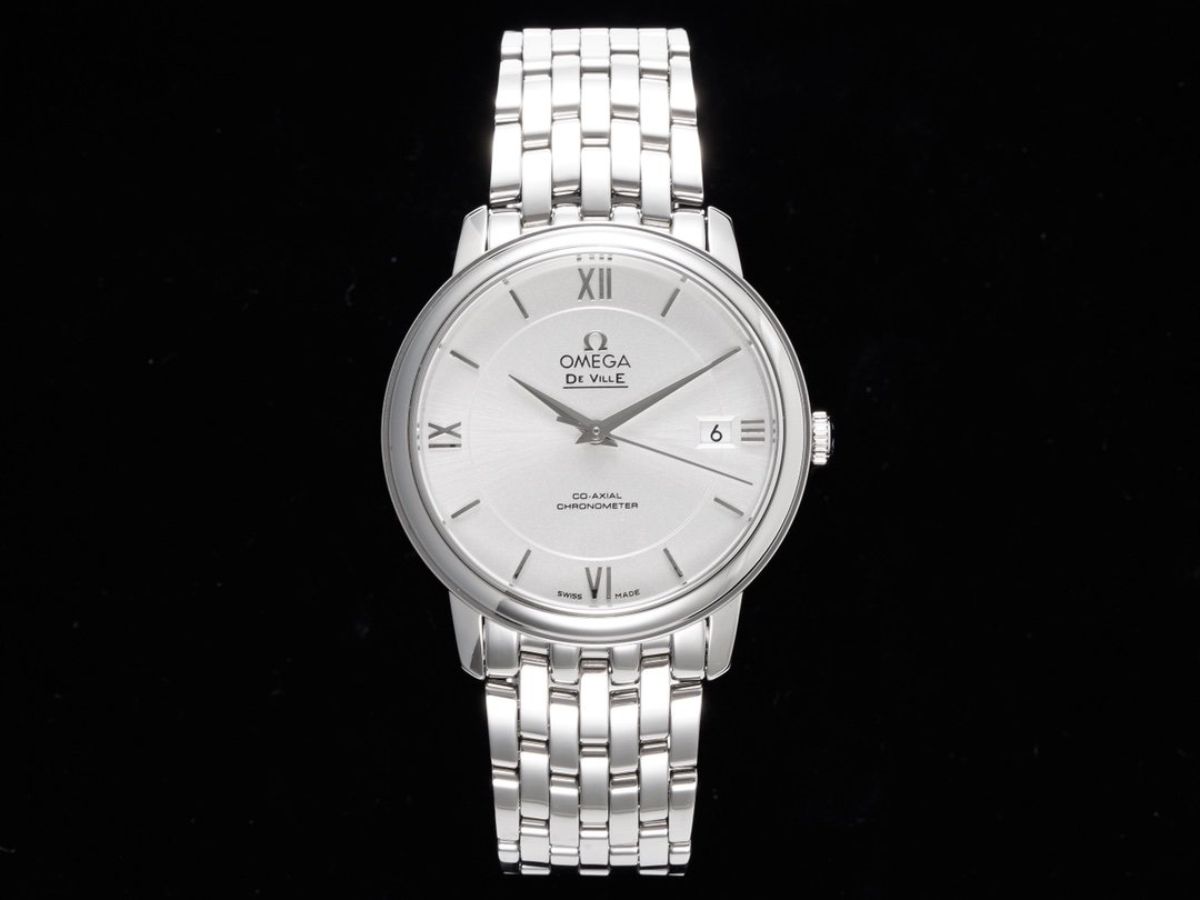 Omega De Ville Prestige Co-Axial 36.8 Stainless Steel  Silver Dial Multi-link Bracelet 424.10.37.20.02.001