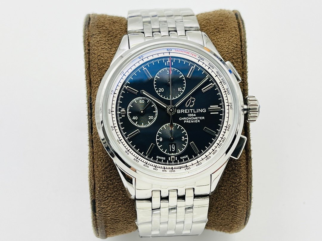 Breitling Premier Chronograph 42MM Stainless Steel Case Black Sunburst Dial Stainless Steel Bracelet Caliber A13315351B1A1