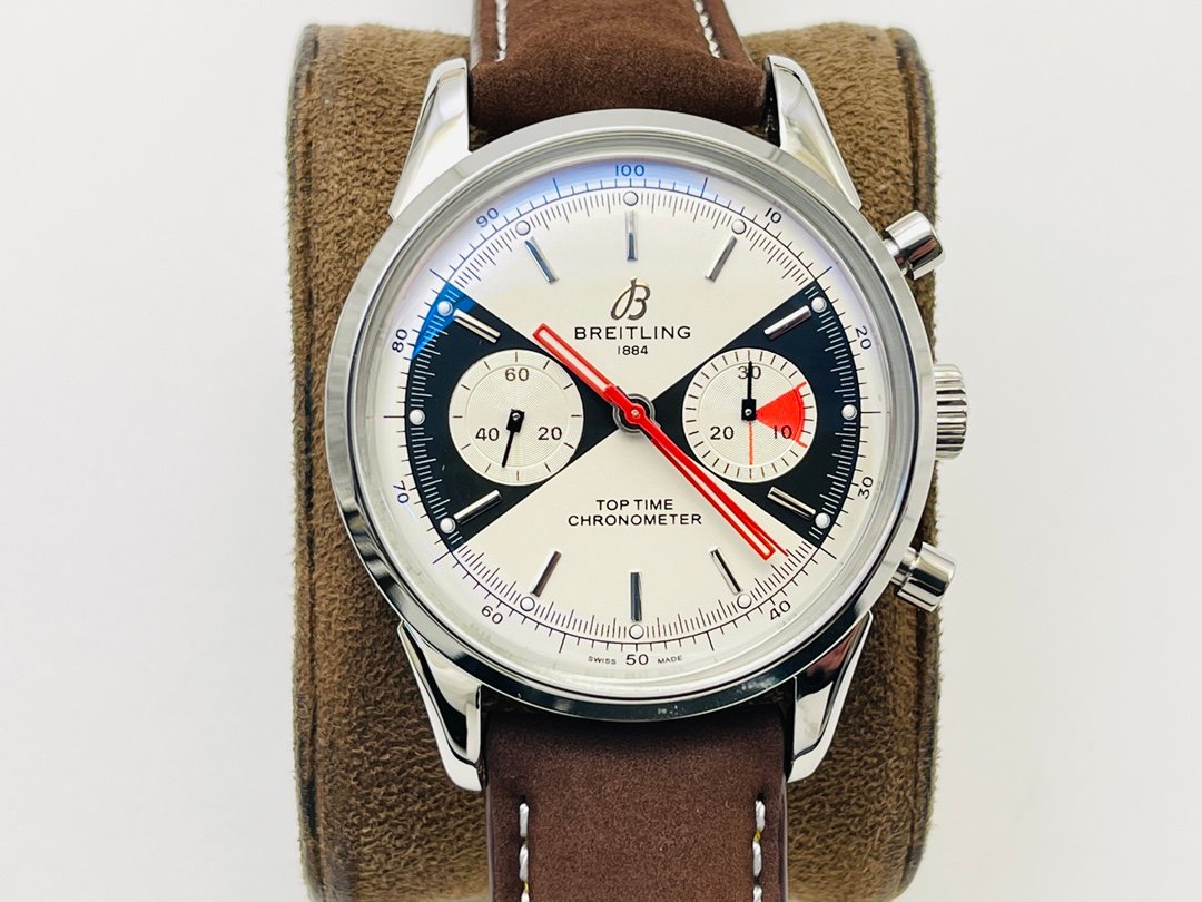 Breitling Top Time Limited Edition Chronograph 41MM Stainless Steel Case Silver Zorro Dial Brown Leather Strap A23310121G1X1