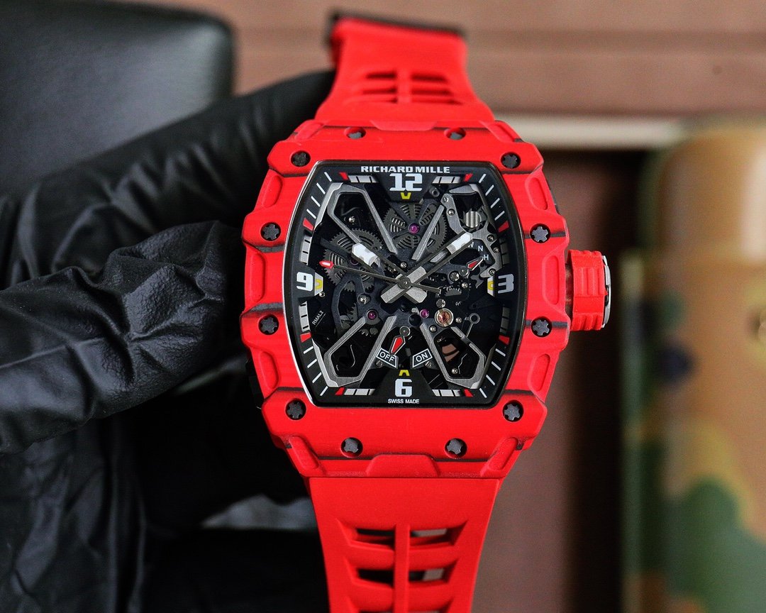 Richard Mille RM035-03 Carbon Watch Carbon Fiber Case Black Skeleton Dial Rubber Nylon Strap RM-RM035-03-CF-BK-RN