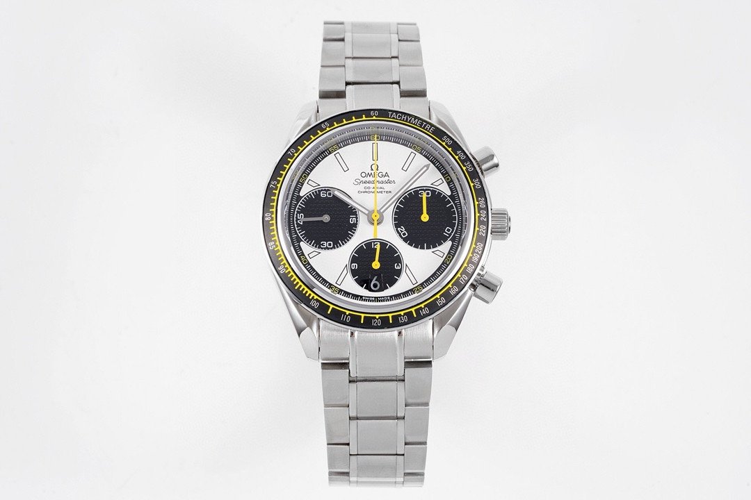 Omega Speedmaster Michael Schumacher Legend Silver Panda Dial Yellow Accents Stainless Steel Bracelet 42mm OMEGA-SPD-MS-35593200-PND42-YLW