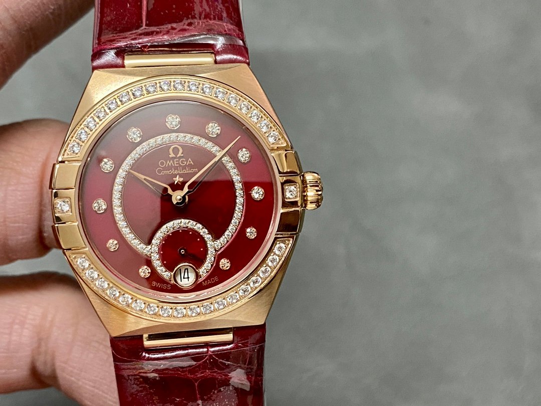 Omega Constellation Burgundy Dial with Diamonds 34mm  131.58.34.20.61.001
