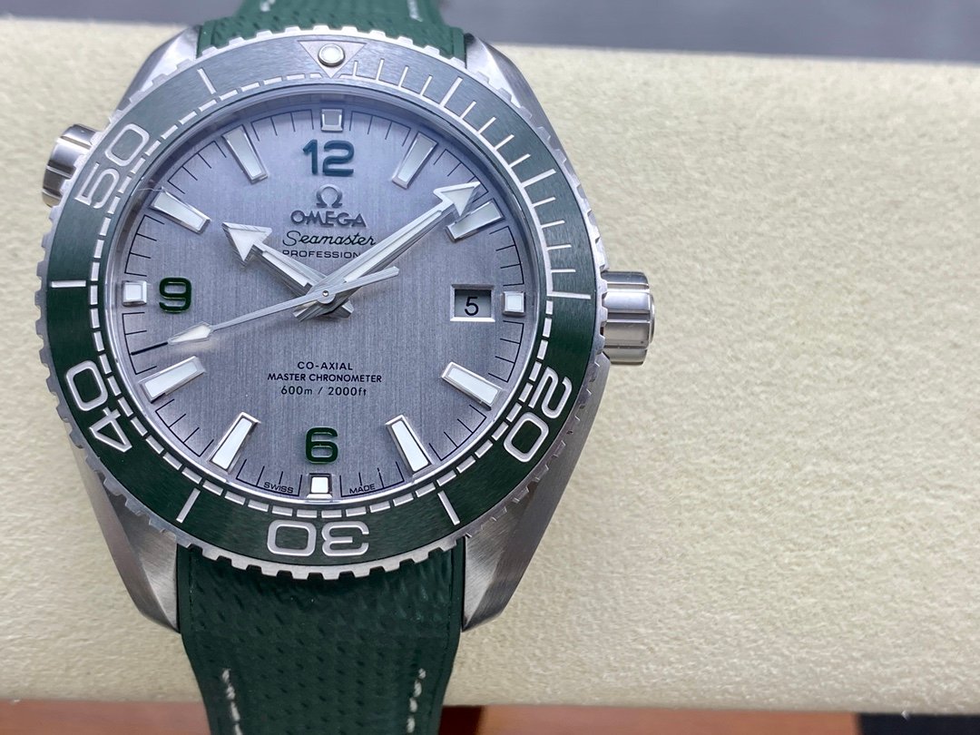 Omega Seamaster Planet Ocean Grey Brushed Dial with Green Bezel 42mm 215.32.44.21.06.001