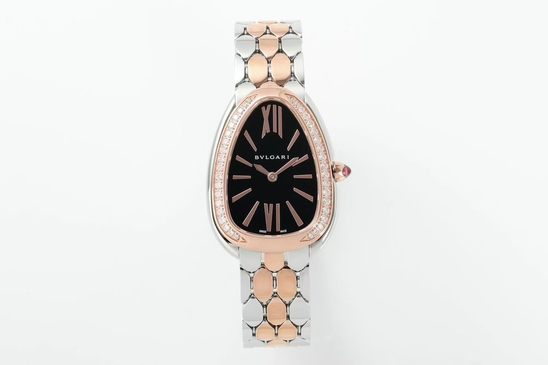 Bulgari Serpenti Seduttori Two-Tone Rose Gold Diamond Bezel Black Dial 33mm BSSD-TT-RG-DM-BK-33