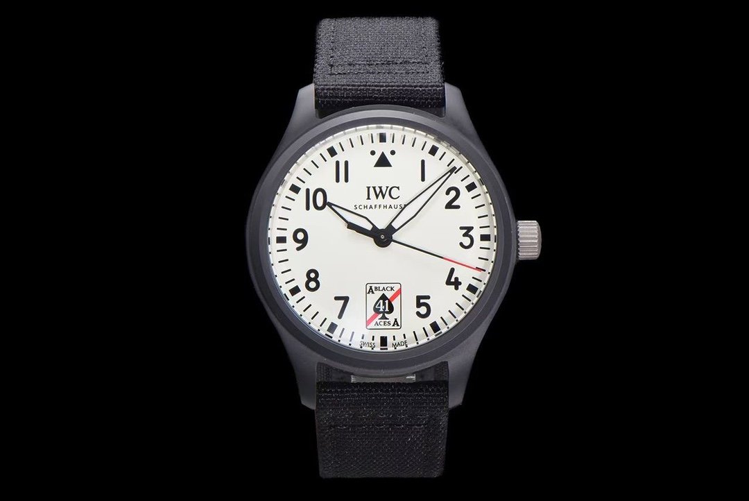 IWC Pilot's Watch Automatic Black Aces  Watch 41MM Titanium Ceramic Case White Dial Sapphire Crystal 32100 Movement IW3269-05