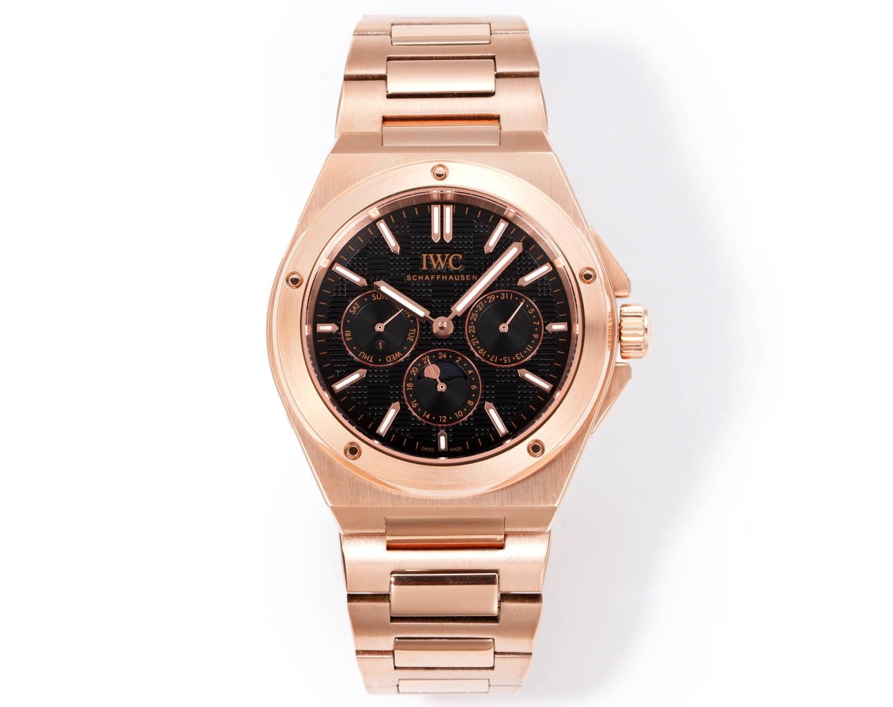 IWC Ingenieur Perpetual Calendar Men's Luxury Mechanical Watch 41.6MM Black Dial Rose Gold Bracelet IWC-ING-416-BK-RG-82650