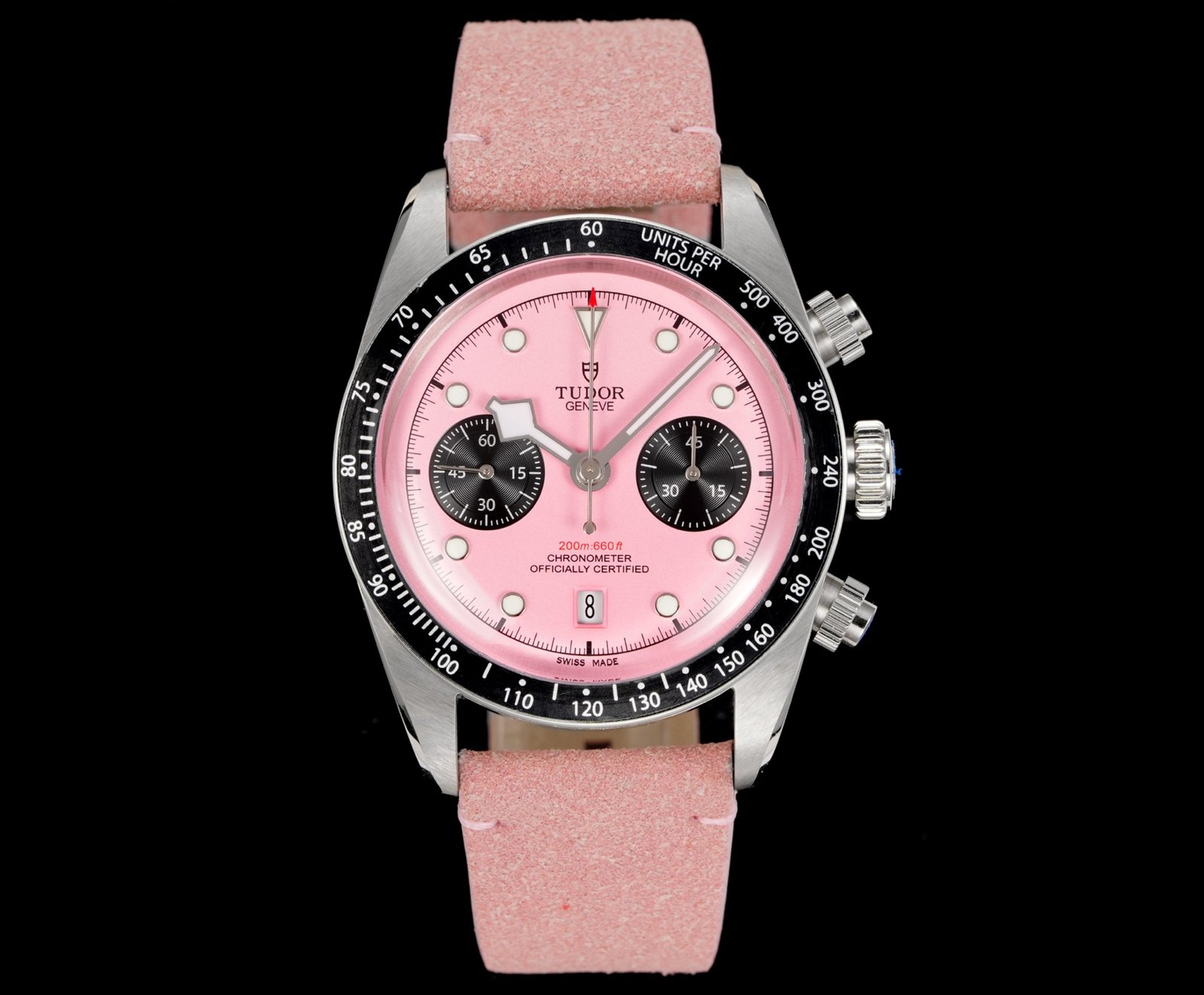 Tudor Black Bay Chronograph Stainless Steel Pink Dial Pink Rubber Strap 41mm TBB-C-PK-RB-41