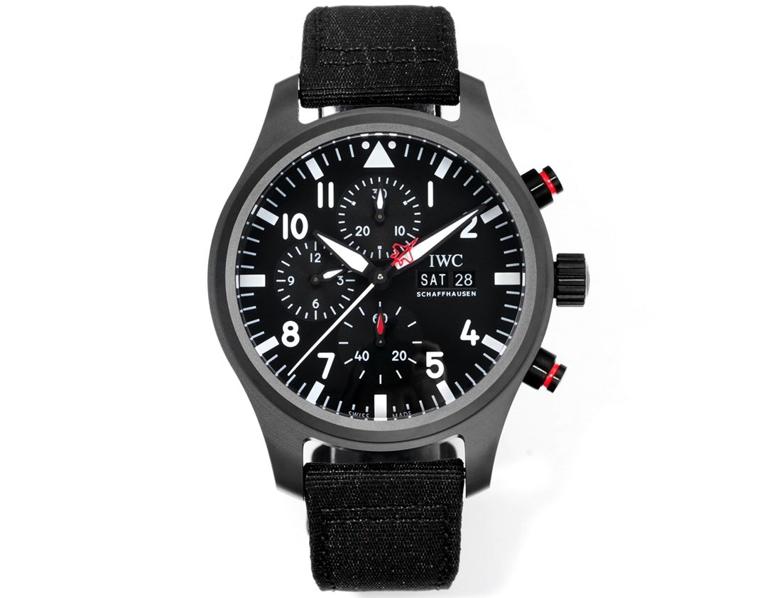 IWC Pilot's Watch Double Chronograph Top Gun  46MM Black Ceramic Case Black Dial IW379901