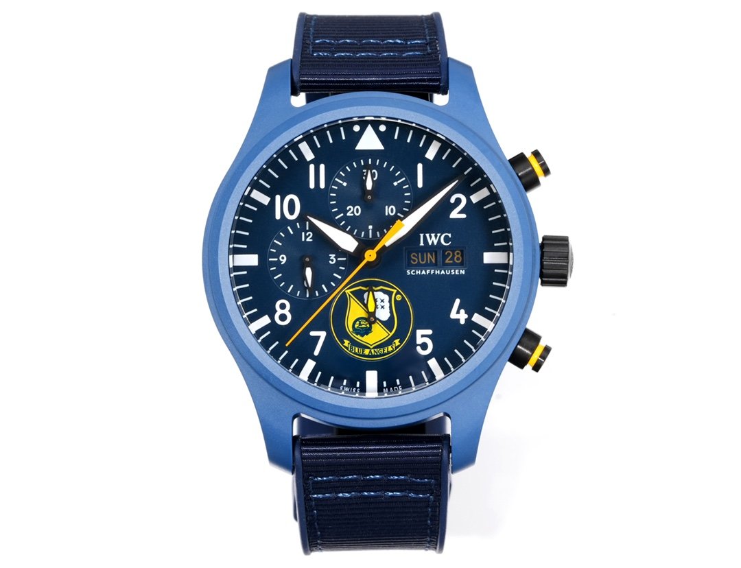 IWC Pilot's Watch Double Chronograph Top Gun  Watch 46MM Blue Ceramic Case Blue Dial Blue Strap IWC-PT-DCH-460-BL-BL-CM-79230