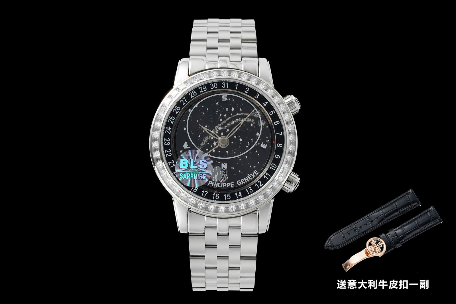 Patek Philippe Grand Complications Celestial  Stainless Steel Case Diamond Bezel Black Astronomical Dial PP-6102-GC-SS-DM-BK