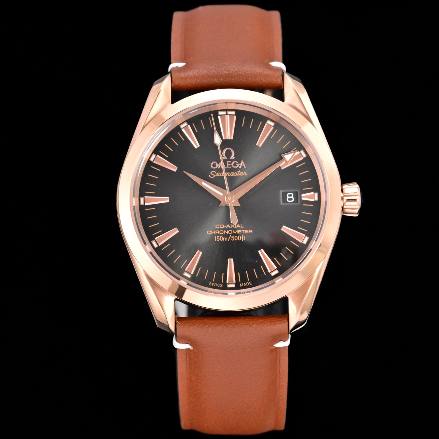 Omega Seamaster Aqua Terra Observatory 150M PN1 Grey Dial Rose Gold Case Brown Leather Strap 39mm OMEGA-AT-PN1-RG-GRY39-LTH